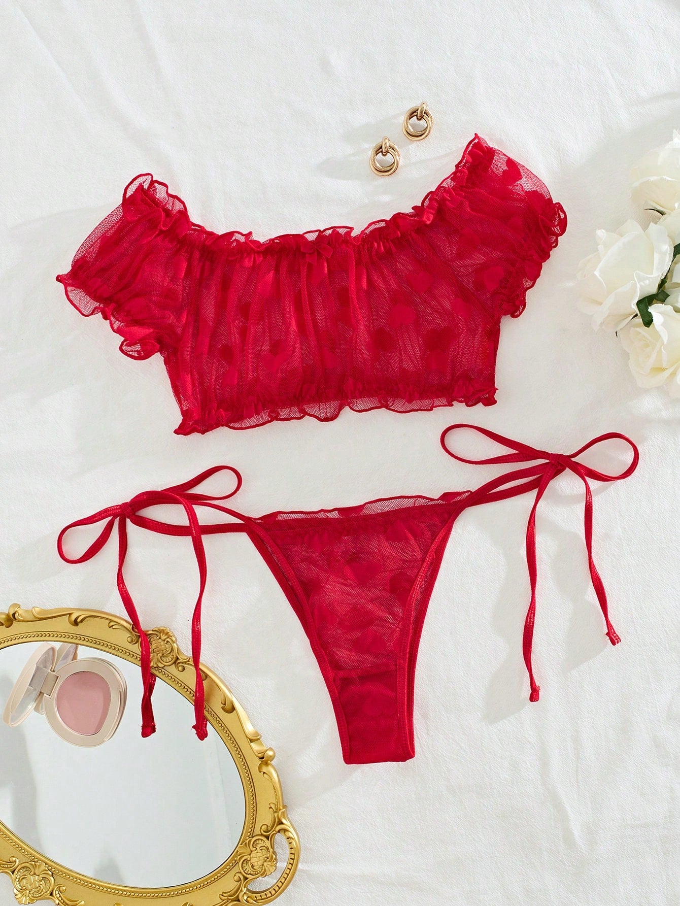 2-Piece Lace Bra and Thong Set