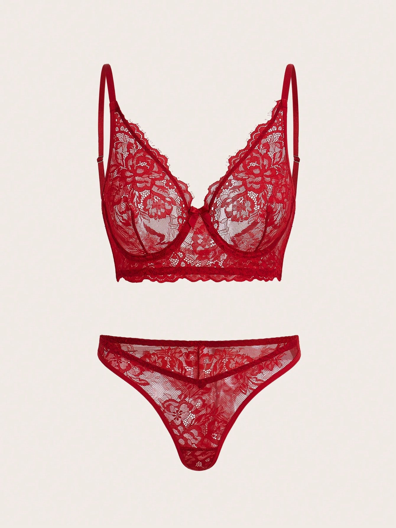 Floral Lace Underwire Lingerie Set