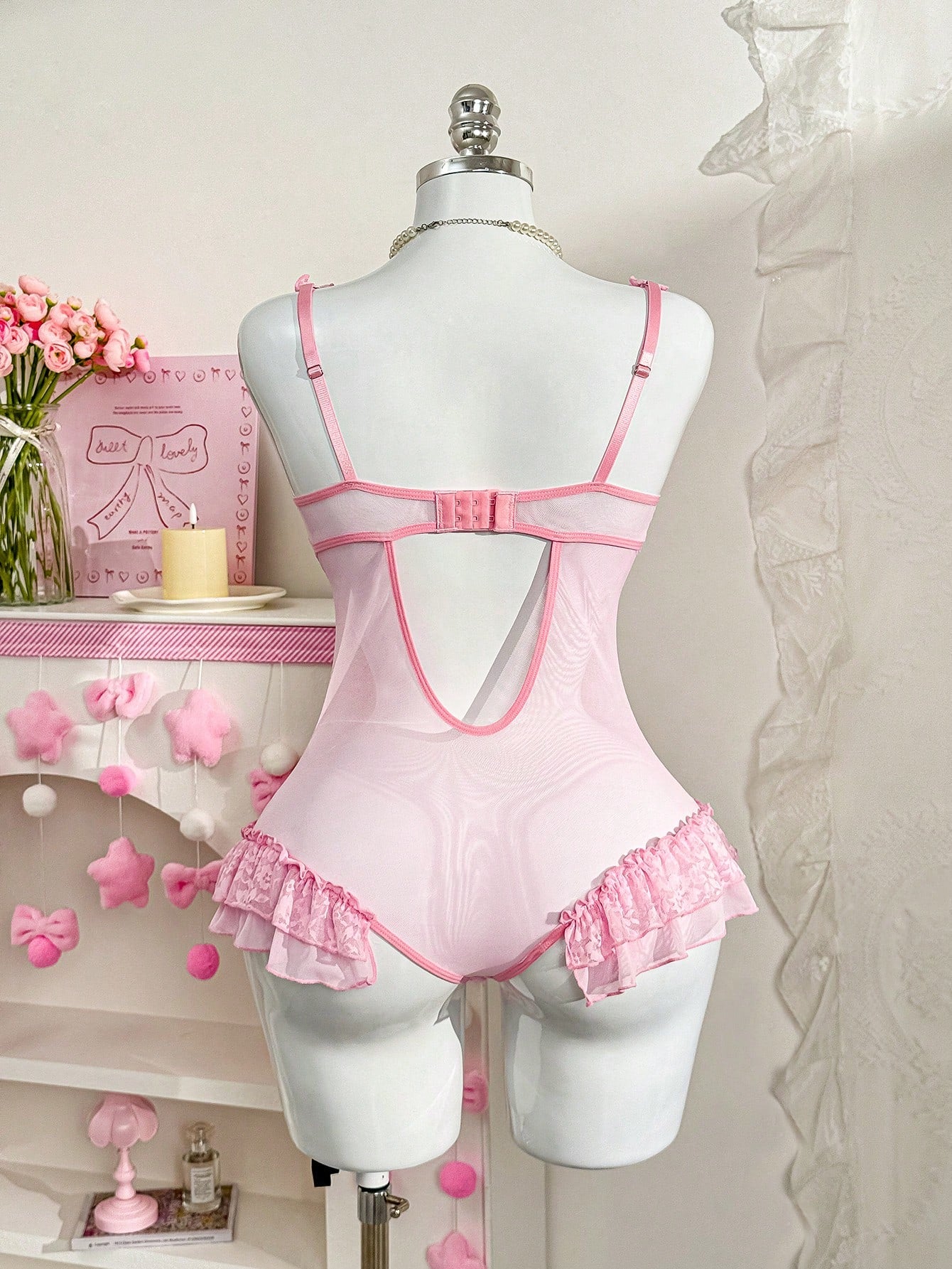 Lace Lingerie Jumpsuit with Bow Detail