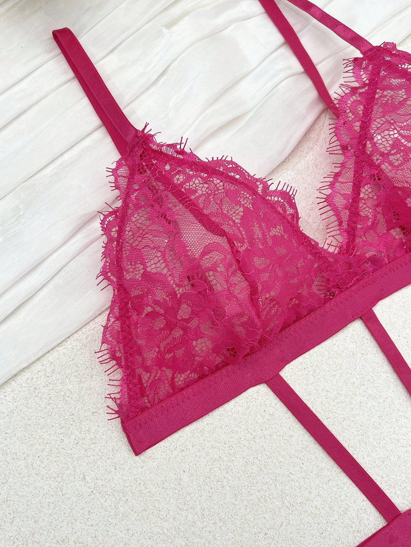 Solid Color Lace Jumpsuit Lingerie Set
