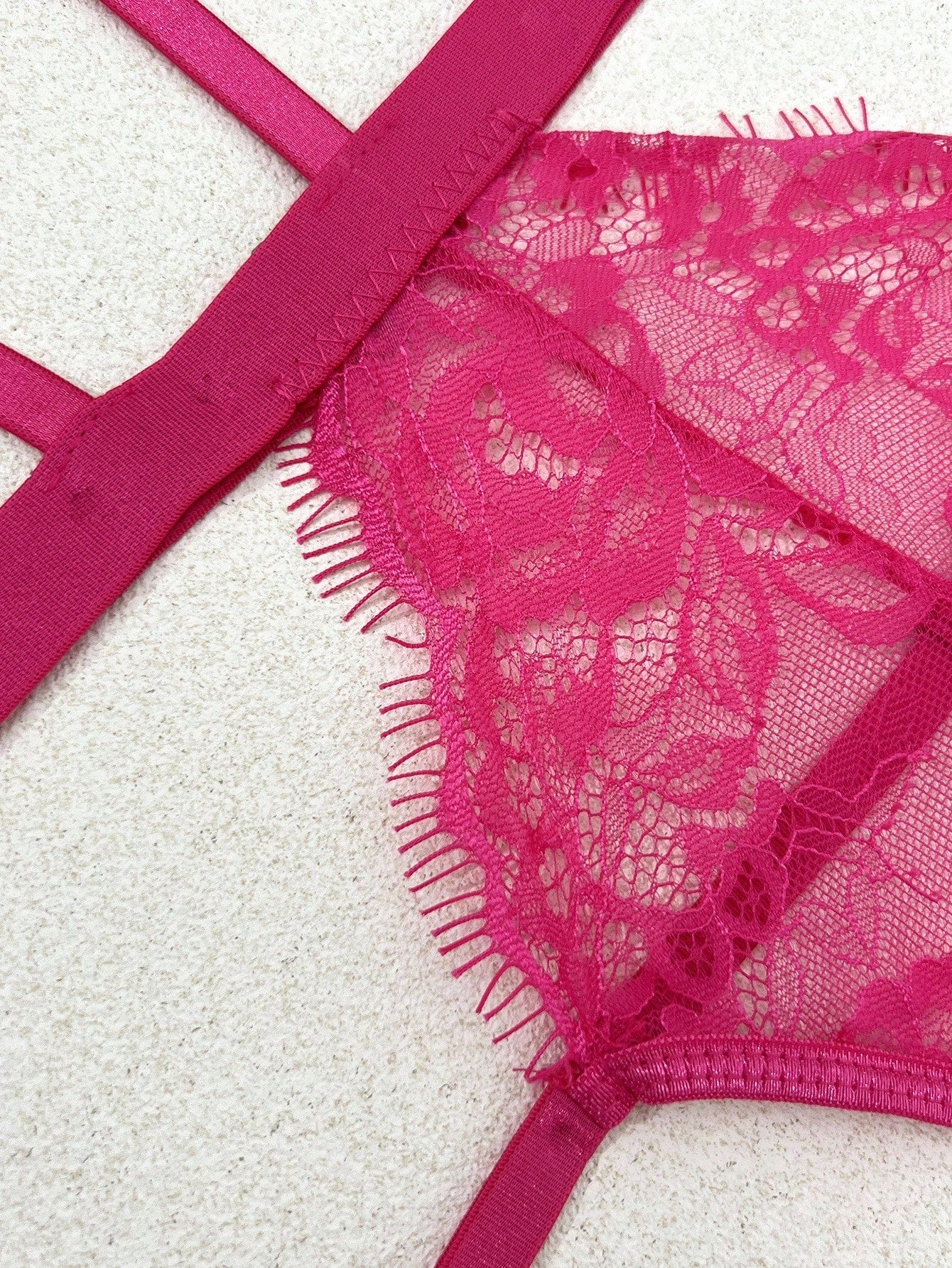 Solid Color Lace Jumpsuit Lingerie Set