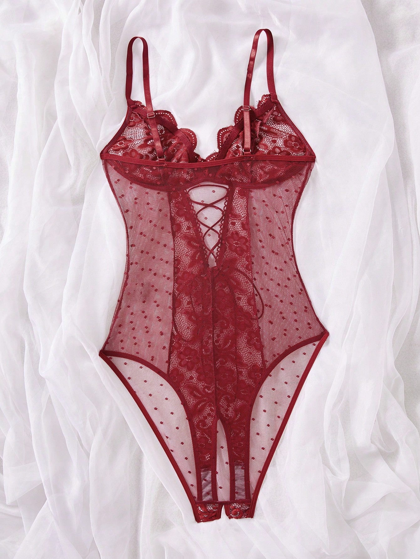 Lace and Mesh Bodysuit for Lingerie
