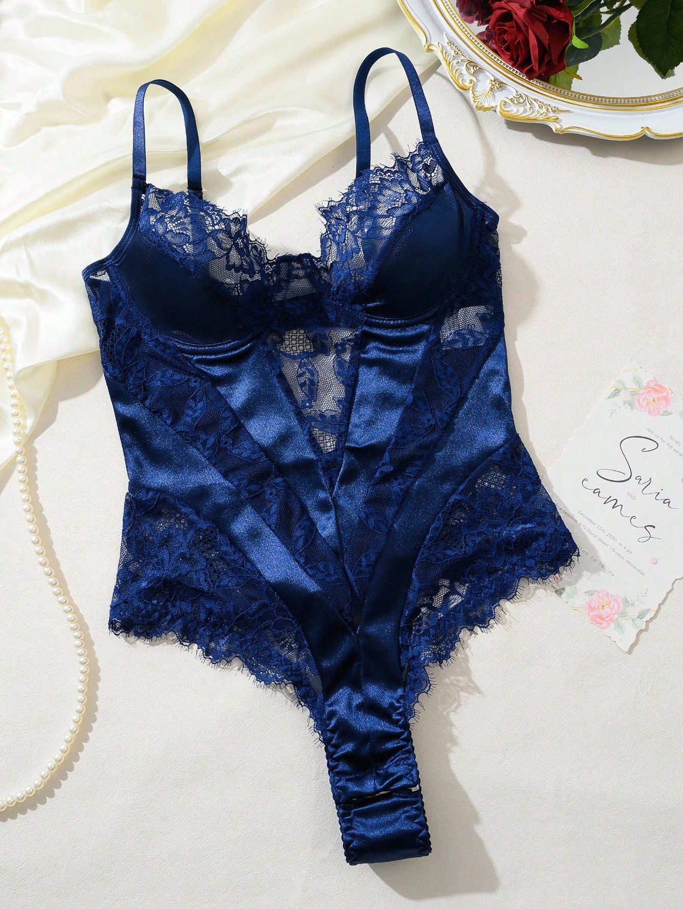 Lace Patchwork Bodysuit for Lingerie