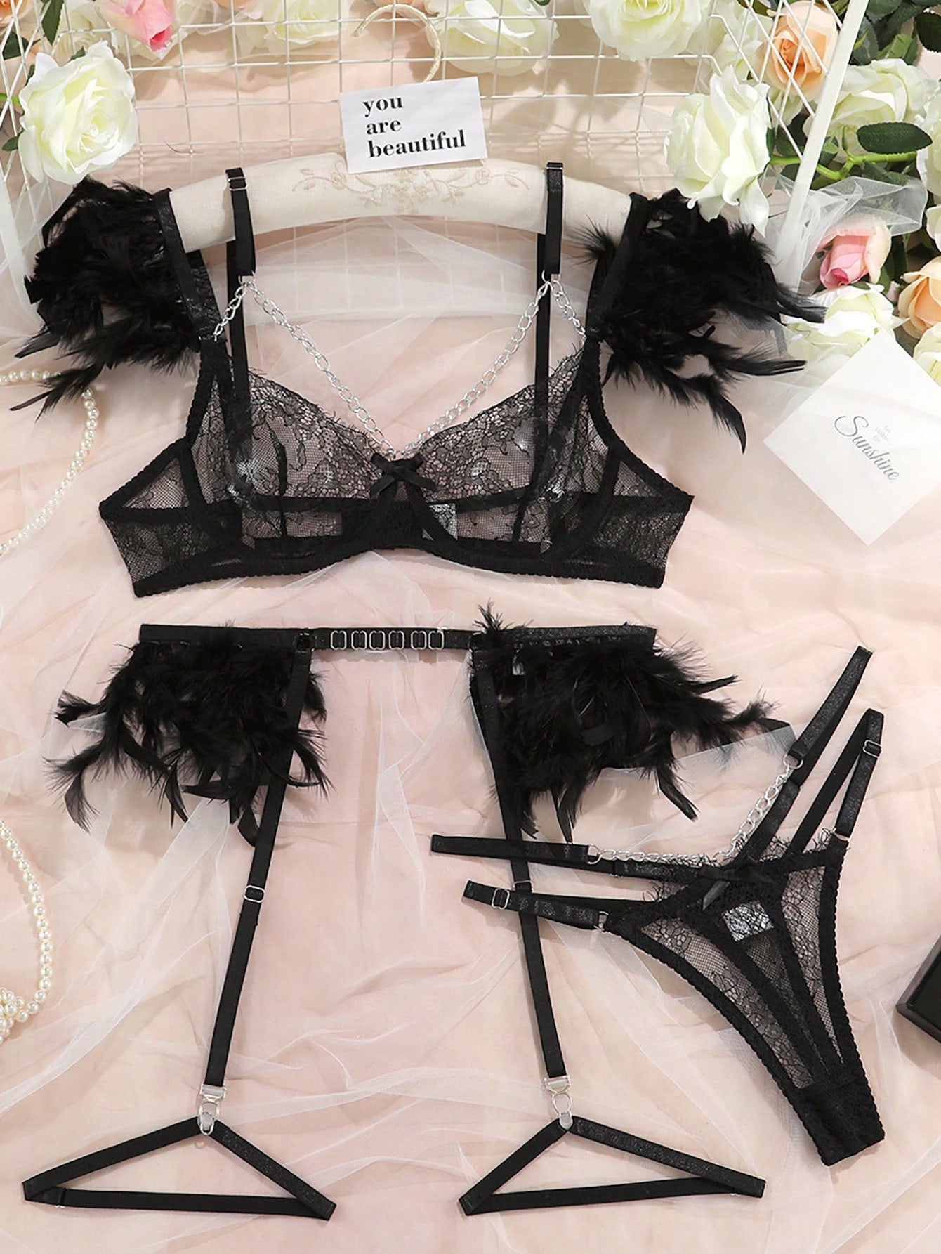 Floral Textured Fabric Set with Faux Pearl Detail and Structured Design Coordinated Outfit Set