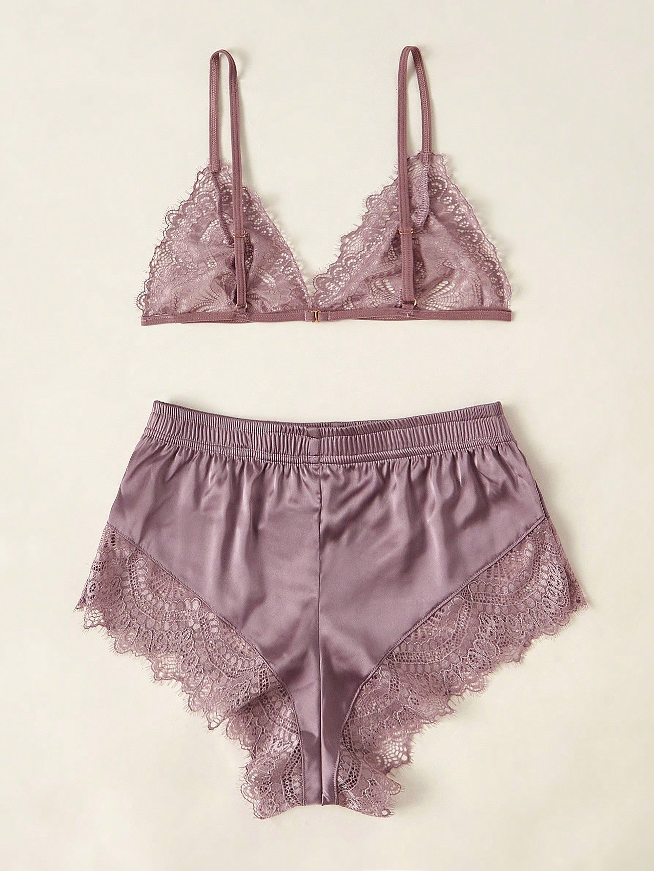 Lace Triangle Top & Shorts PJ Set / Pajama Set