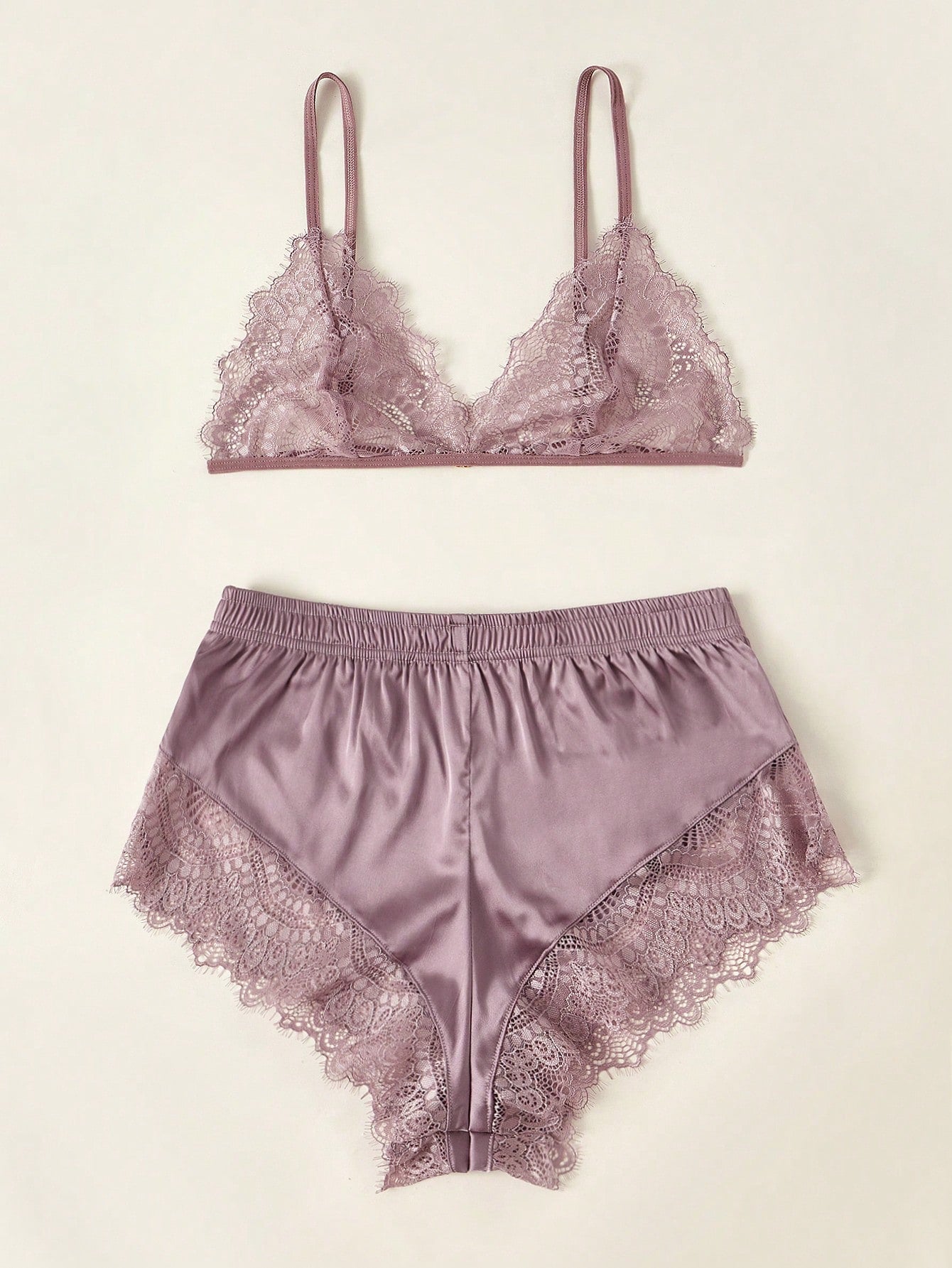 Lace Triangle Top & Shorts PJ Set / Pajama Set