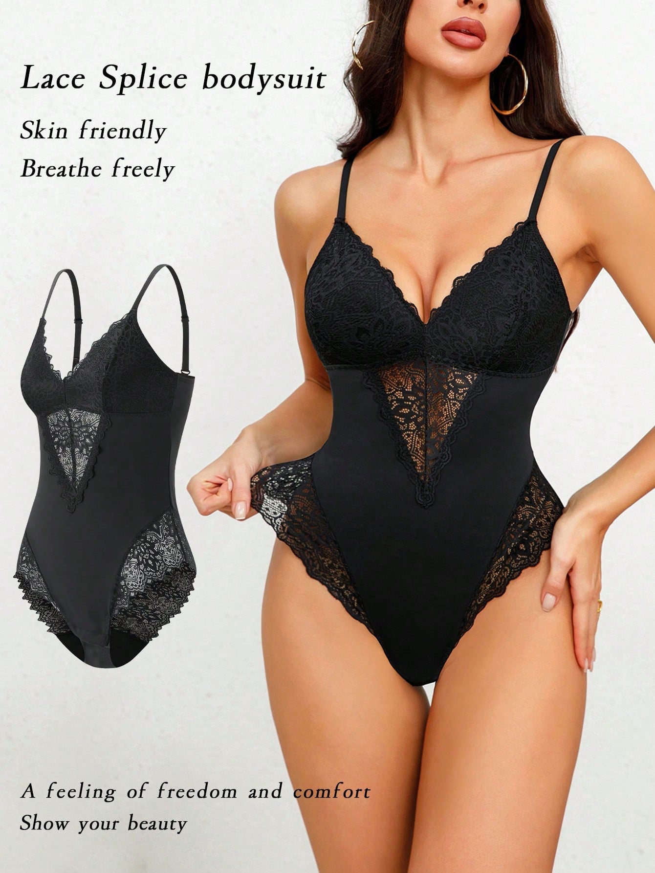 Lace Trim Body Shaper Bodysuit UnderwearOuter