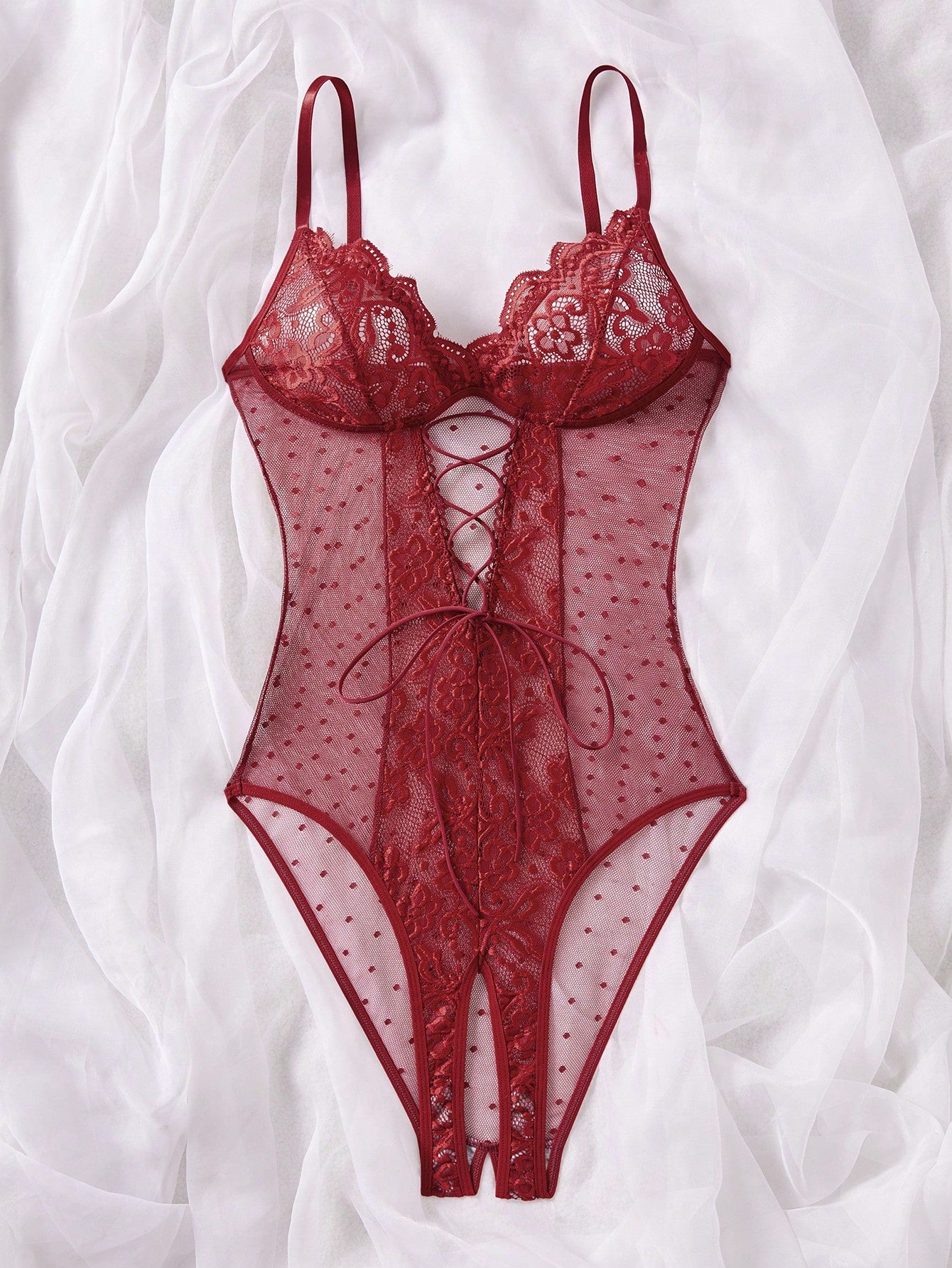 Lace and Mesh Bodysuit for Lingerie