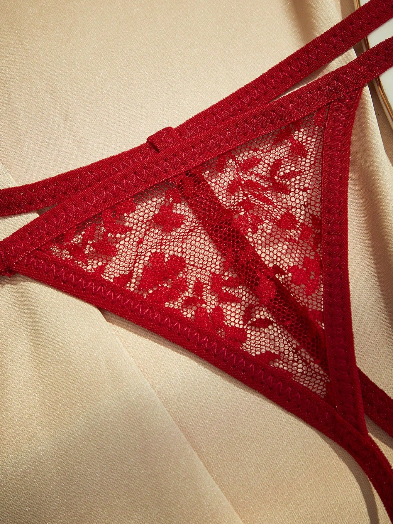 3pcs Women Solid Color Lace Thong Panties, Sexy Lingerie