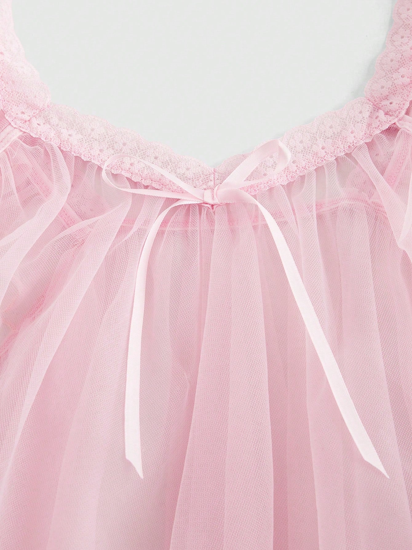 Babydoll Kawaii Cute Loose Sheer Dress, Mesh Lace Patchwork Bow Mini Dress, Sexy Tulle Dress Set