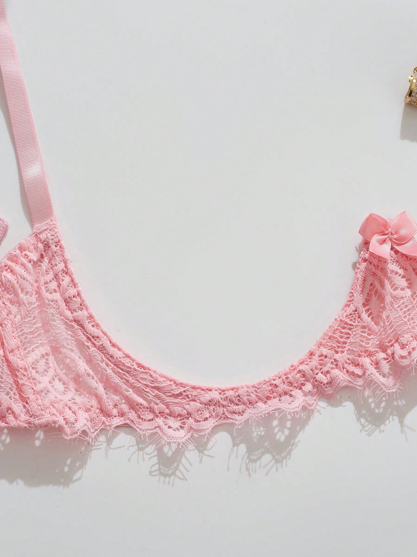 Women’s sexy floral lace lingerie set featuring a bra and thong panty in a 2-piece matching set.