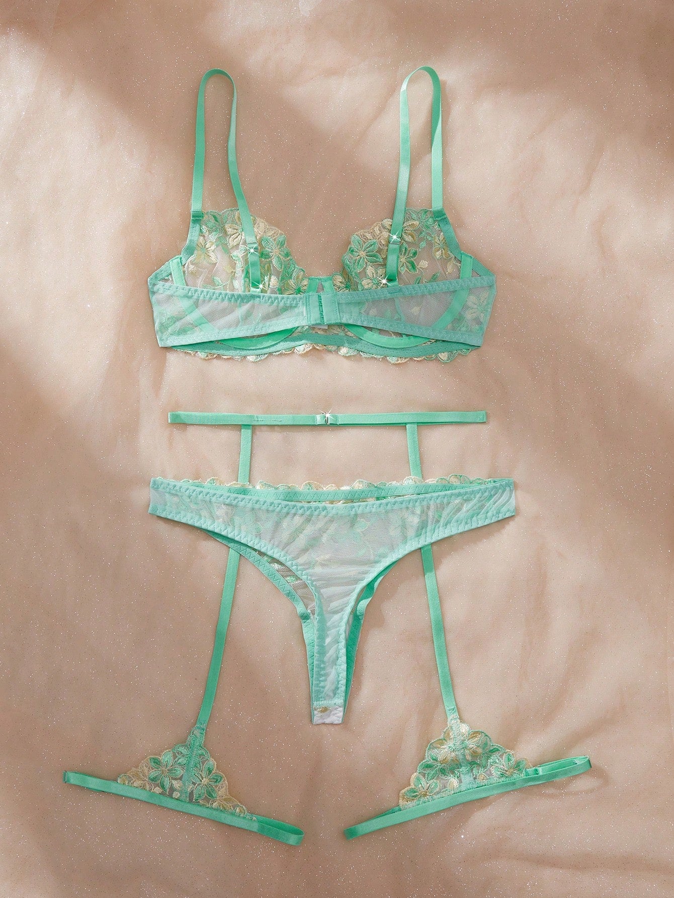 3-Piece Women's Sexy Light Purple Lingerie Set For Going Out