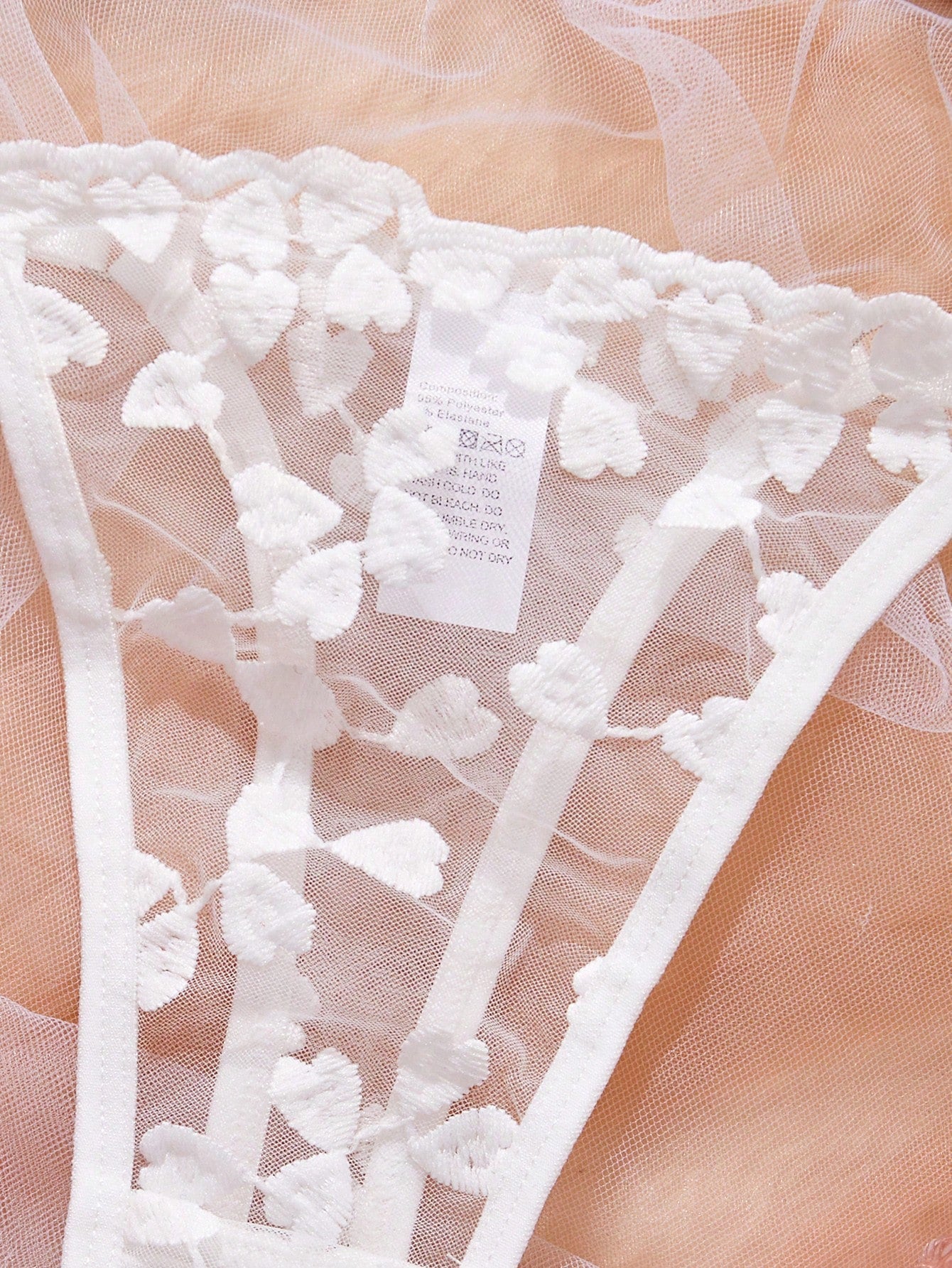Kawaii Women Solid Embroidered Sheer Strap Bra And G-String Sexy Lingerie Set, Rave