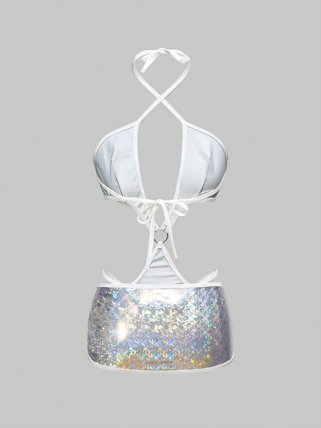 Avant Sexy Fashionable Holo Coated Fabric Lingerie Set