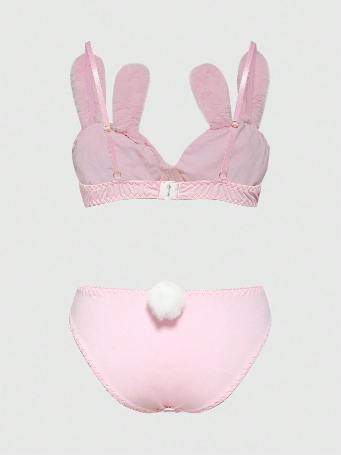 Kawaii Cute Bunny Embroidery Plush Wireless Bra And Panty Set