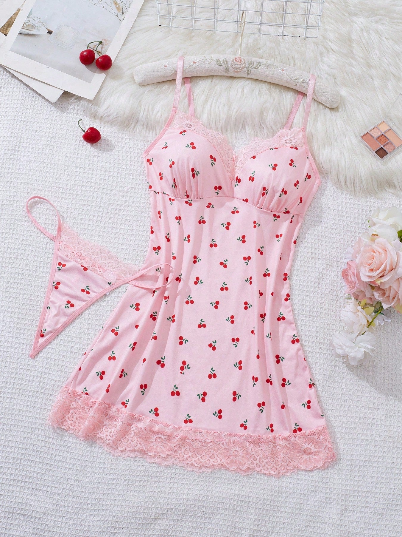 2pcs Women Sexy Nightgown & Robe Pajamas Set
