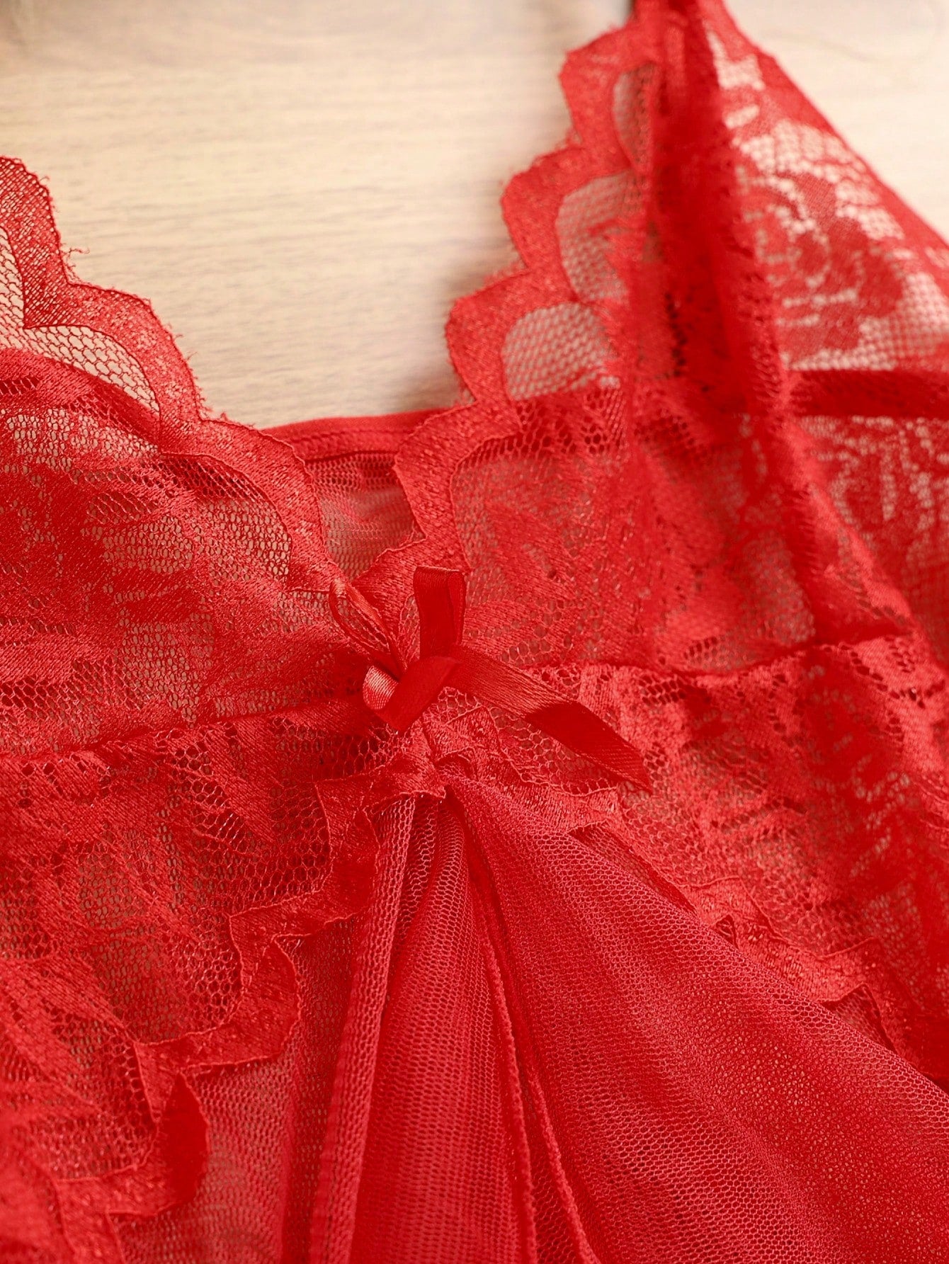 Kawaii 2pcs Sexy Sheer Mesh Camisole Nightgown Lingerie Set For Women