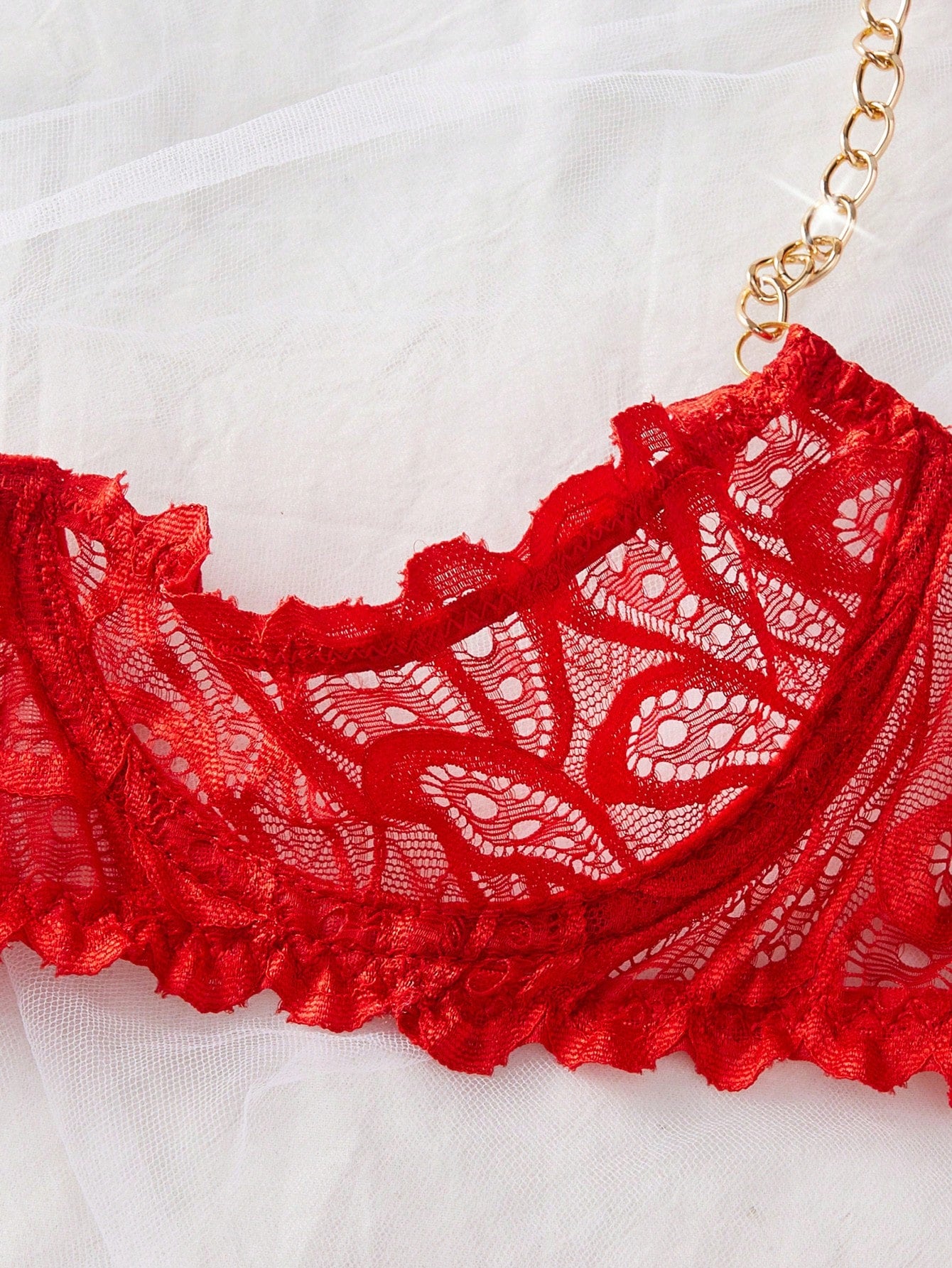 Sexy Women's Lace Underwire Bra With Decor Lingerie Set