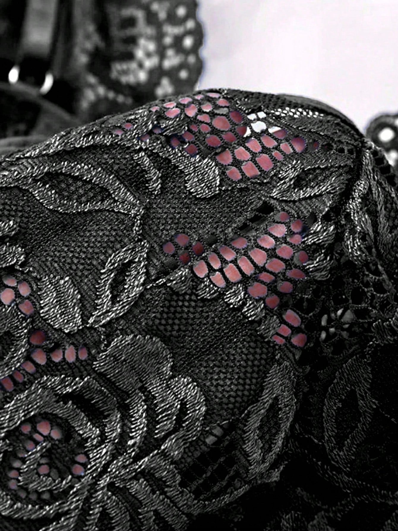 3pcs/Set Women Sexy Deep V Lace Lotus Lingerie Set, Versatile Sexy Sleepwear For Bedroom, Bathroom, Party