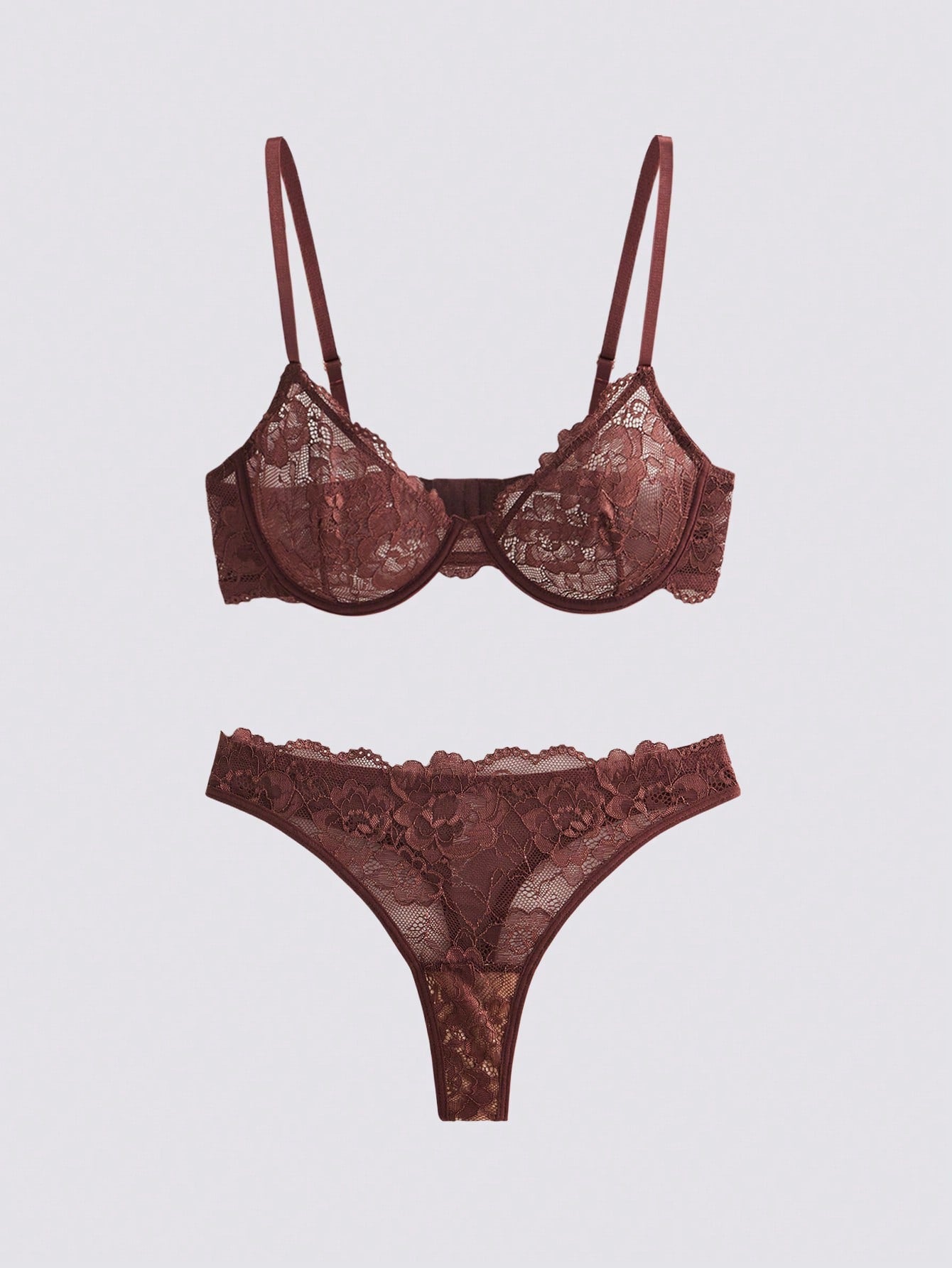 1pc Women Solid Color Lace Wireless Bra Setfor Summerfor Summer