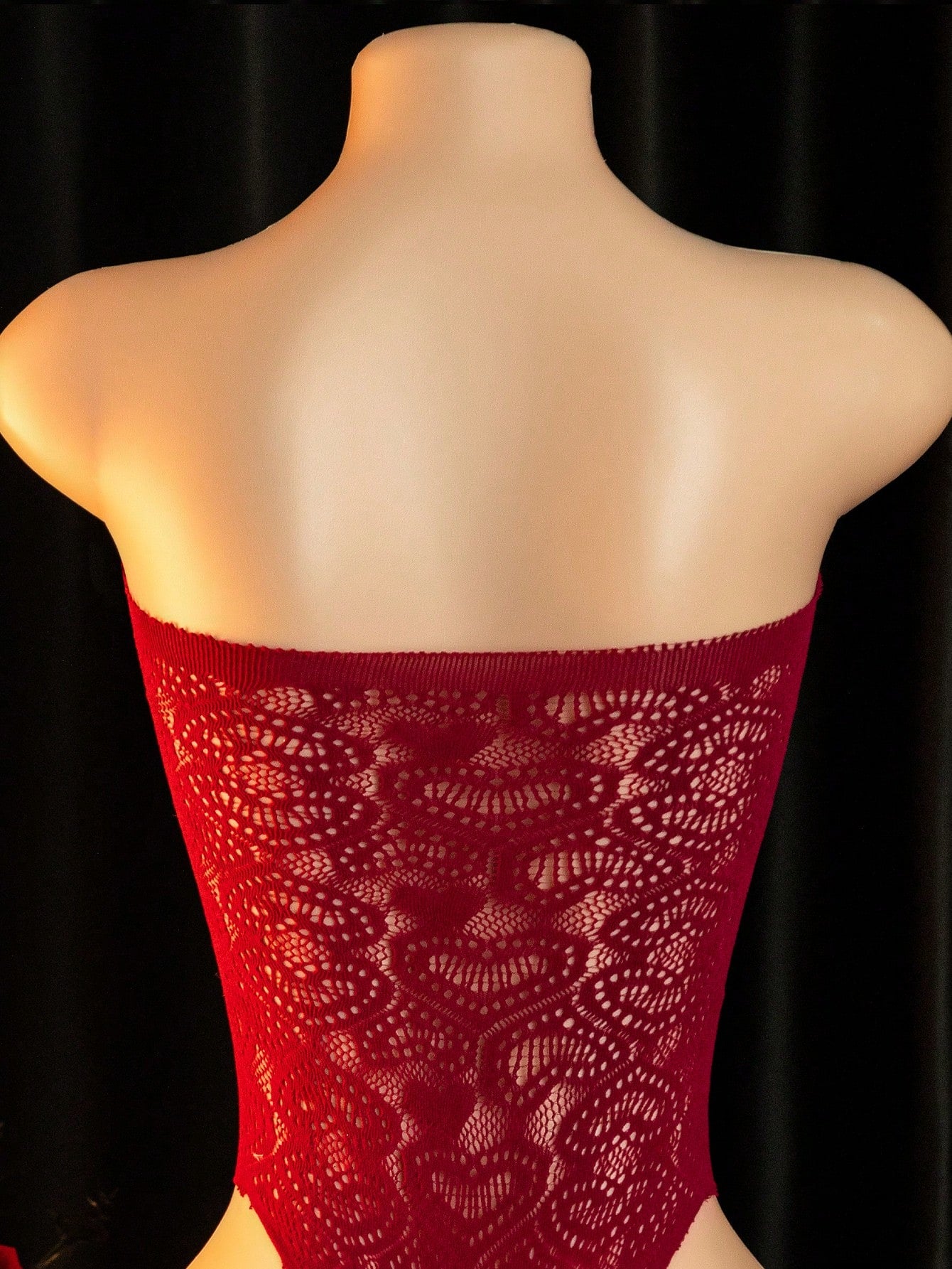 Women’s sexy lingerie jumpsuit in red violet with hollow shoulder design, sleeveless, semi-sheer unlined fabric, and high-stretch wireless fit.