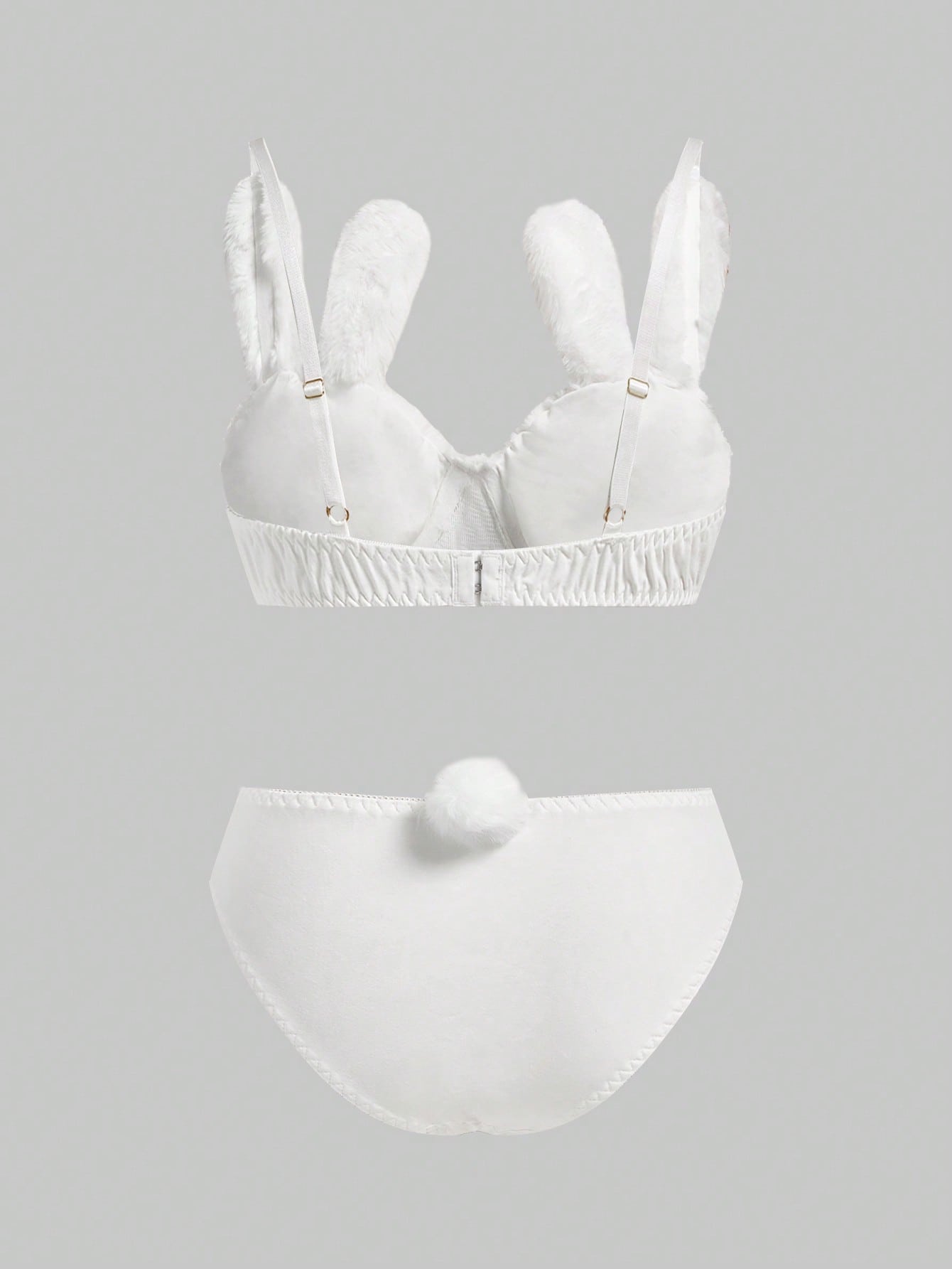 Kawaii Cute Bunny Embroidery Plush Wireless Bra And Panty Set