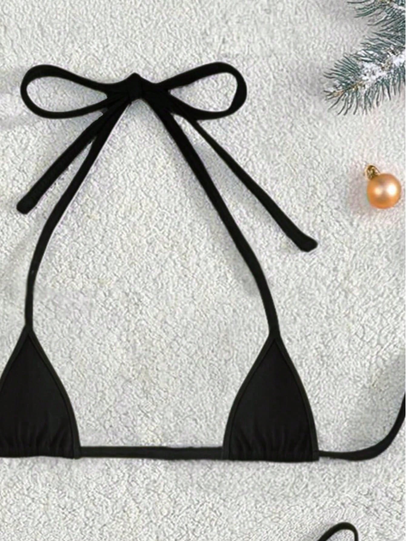 Sexy Lingerie Erotic Set Mini Triangle Halter Tie Bikini Bra And Thong Stripper Outfit Red And Black Contrast Cow Print Women's 2026 Spring/Summer New Valentine's Day Beach Party Wedding Vacation Sexy Matching Piece