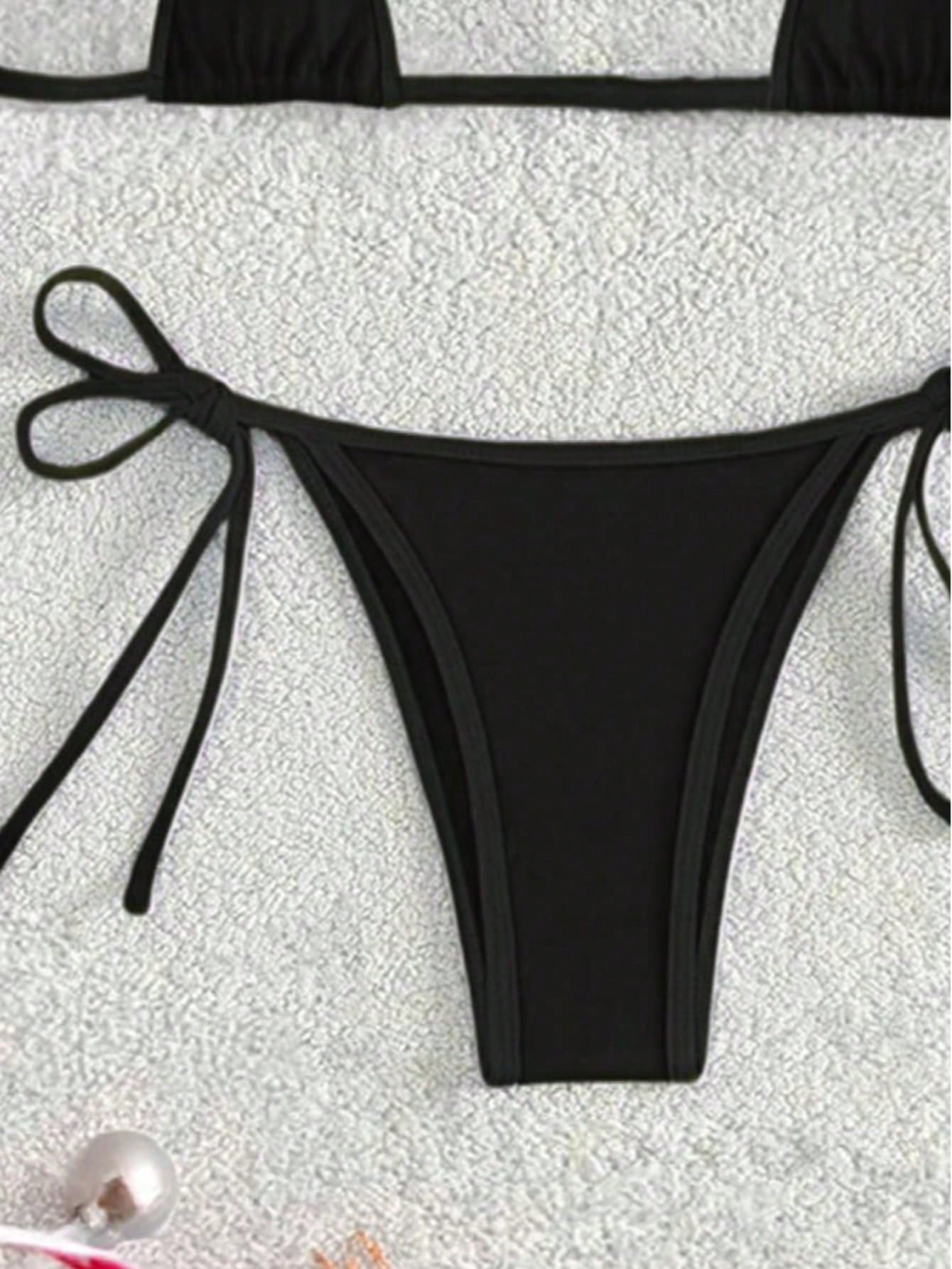 Sexy Lingerie Erotic Set Mini Triangle Halter Tie Bikini Bra And Thong Stripper Outfit Red And Black Contrast Cow Print Women's 2026 Spring/Summer New Valentine's Day Beach Party Wedding Vacation Sexy Matching Piece