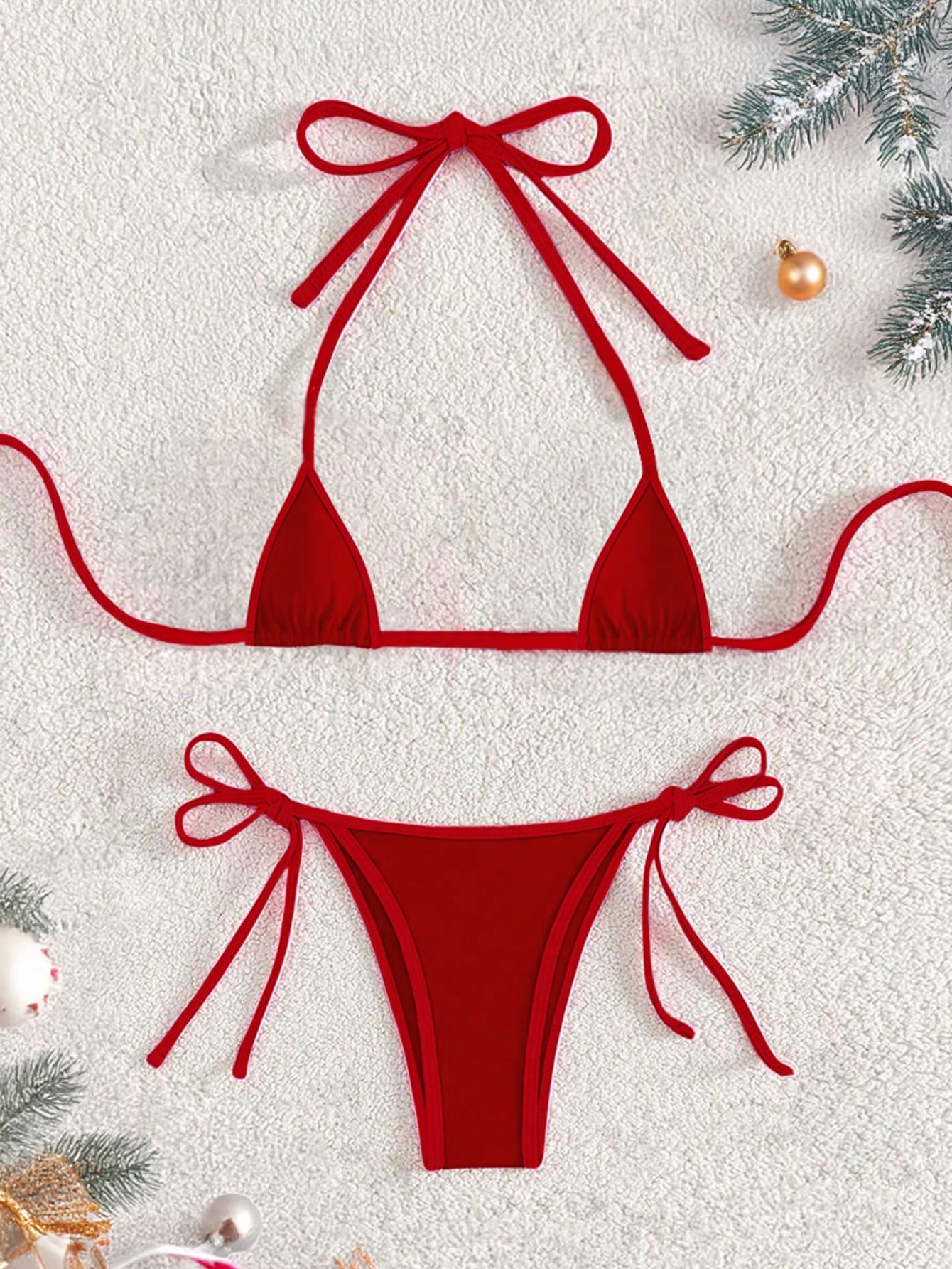 Sexy Lingerie Erotic Set Mini Triangle Halter Tie Bikini Bra And Thong Stripper Outfit Red And Black Contrast Cow Print Women's 2026 Spring/Summer New Valentine's Day Beach Party Wedding Vacation Sexy Matching Piece
