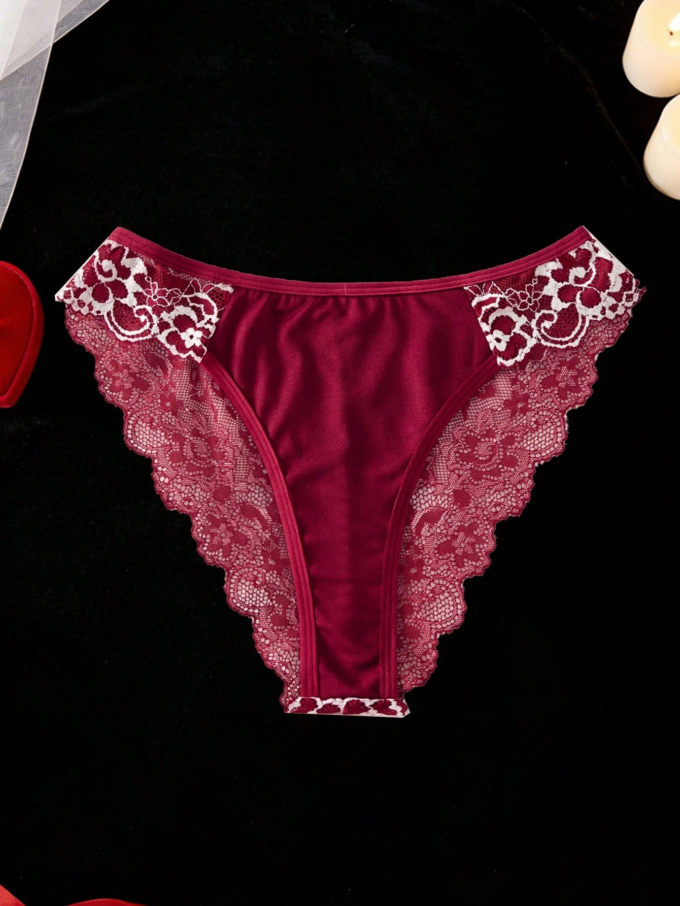 2pcs Contrast Floral Lace Sleepwear Set, V-Neck Semi-Sheer Bow Tie Nightgown And Panties, Elegant Women Pajamas