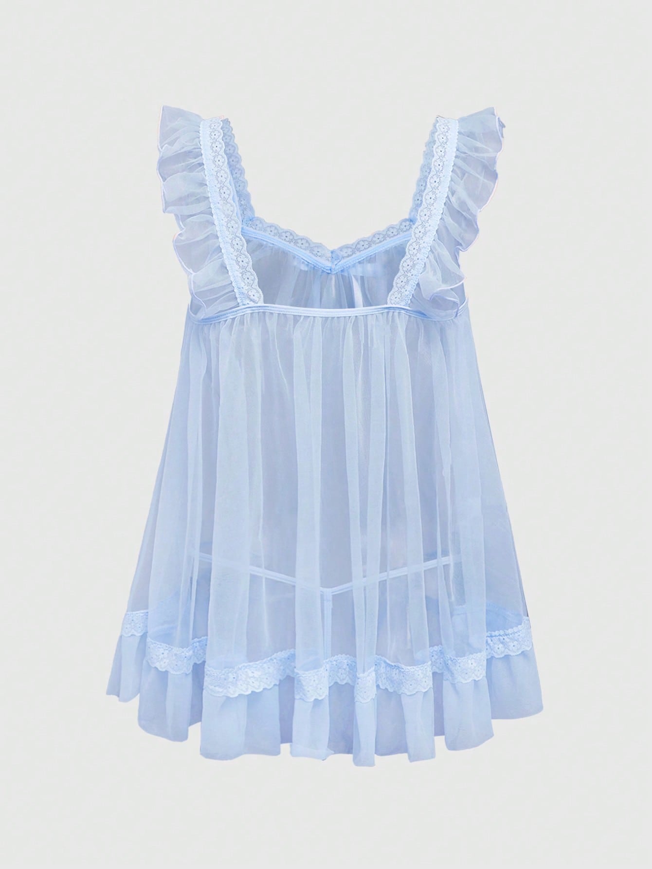 Babydoll Kawaii Cute Loose Sheer Dress, Mesh Lace Patchwork Bow Mini Dress, Sexy Tulle Dress Set