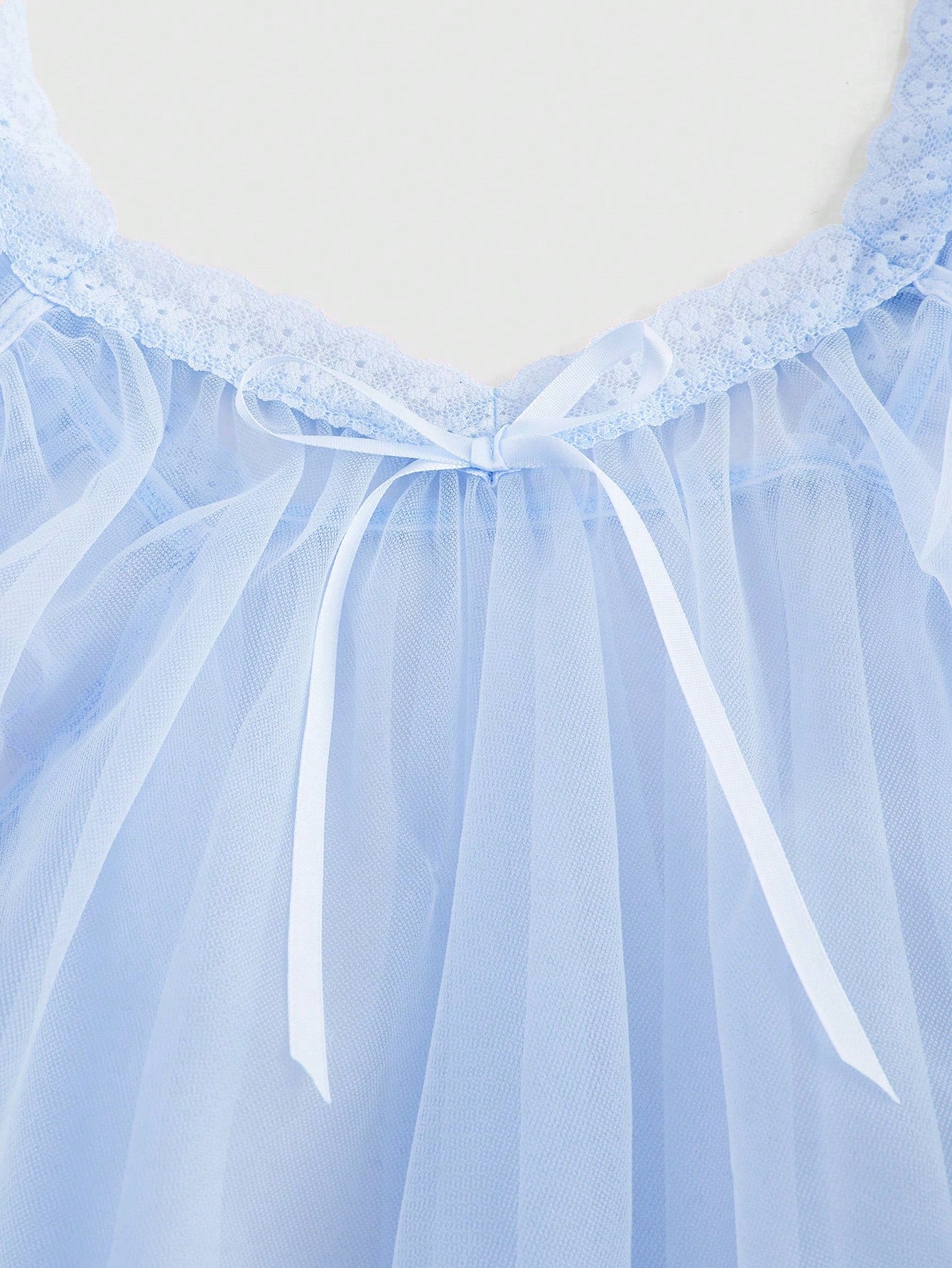 Babydoll Kawaii Cute Loose Sheer Dress, Mesh Lace Patchwork Bow Mini Dress, Sexy Tulle Dress Set