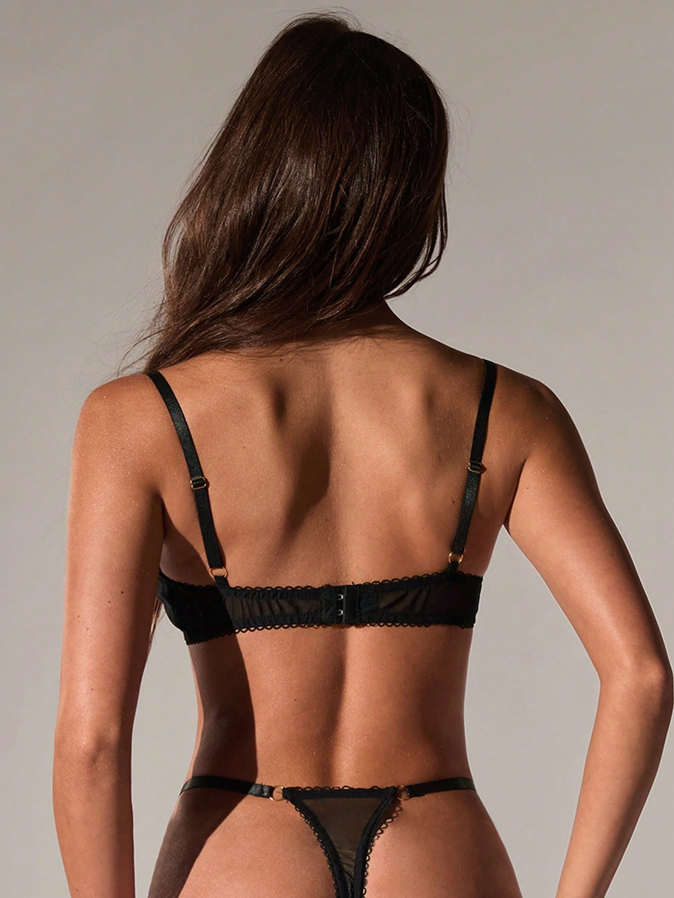 3pcs/Set Sexy Lace Lingerie Set For Women (Wire-Free Bra + Garter Belt + Thong) For Going Out