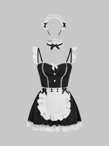 Dark Gothic Role-Playing Maid Sexy Lingerie Set
