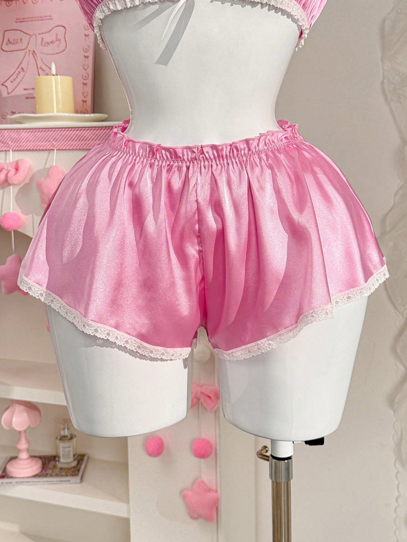 2pcs/Set Lace Patchwork Bow Sexy Lingerie Set For Women, Valentine's Day