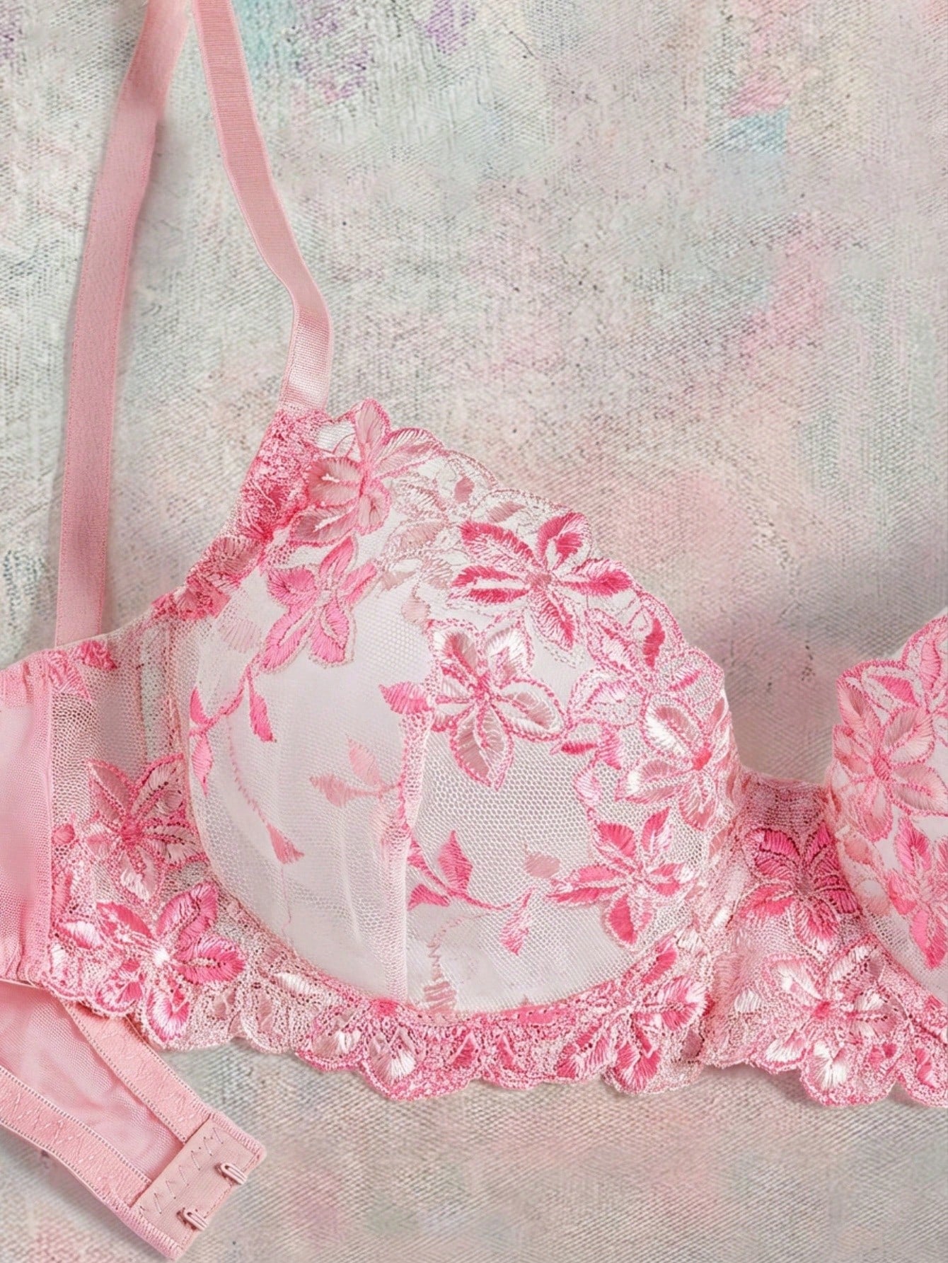 2 Pieces Romantic Pink Women Underwire Bra And Panty Set, Sexy Lingerie