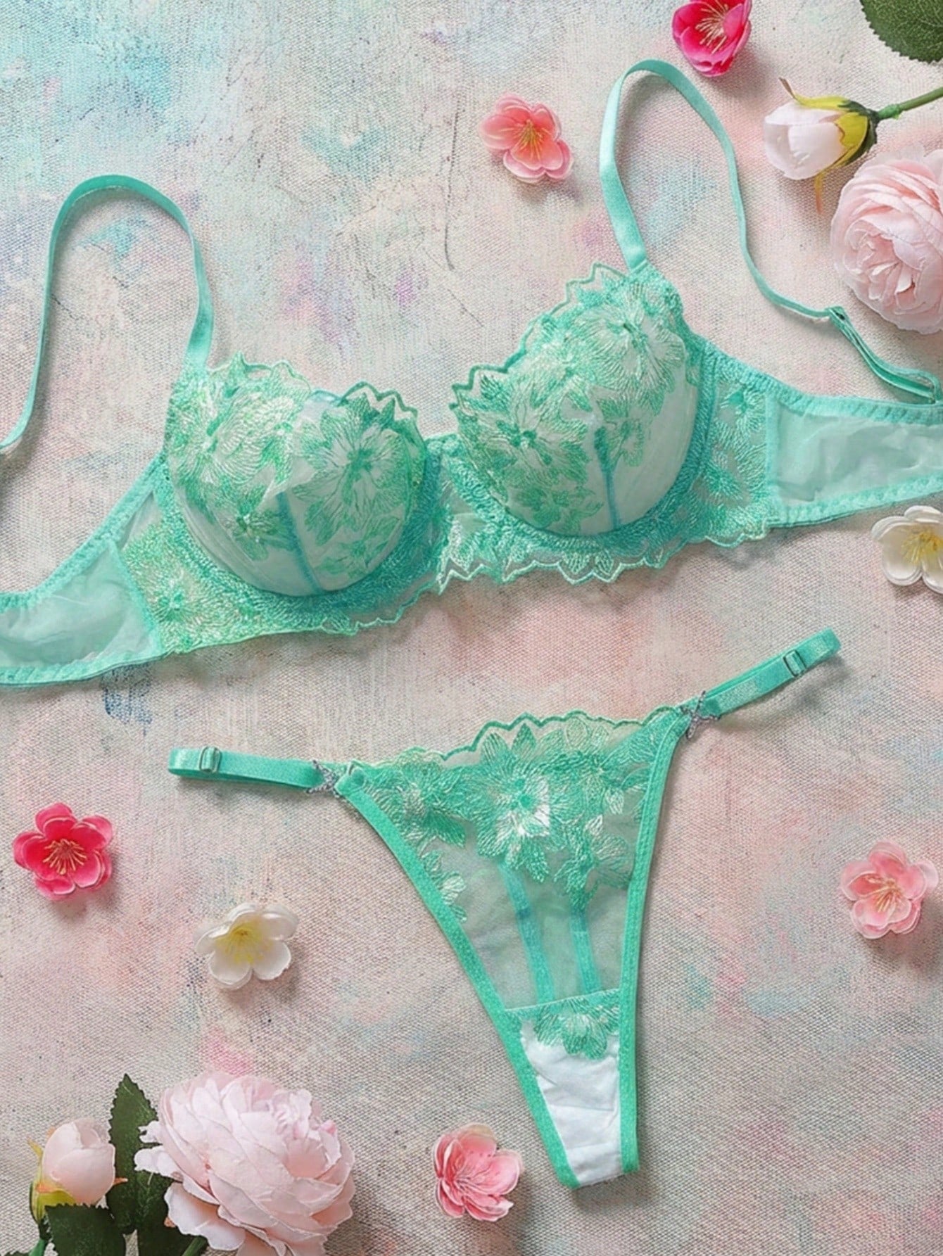 2 Pieces Vintage Blue Sexy Women's Lingerie Set