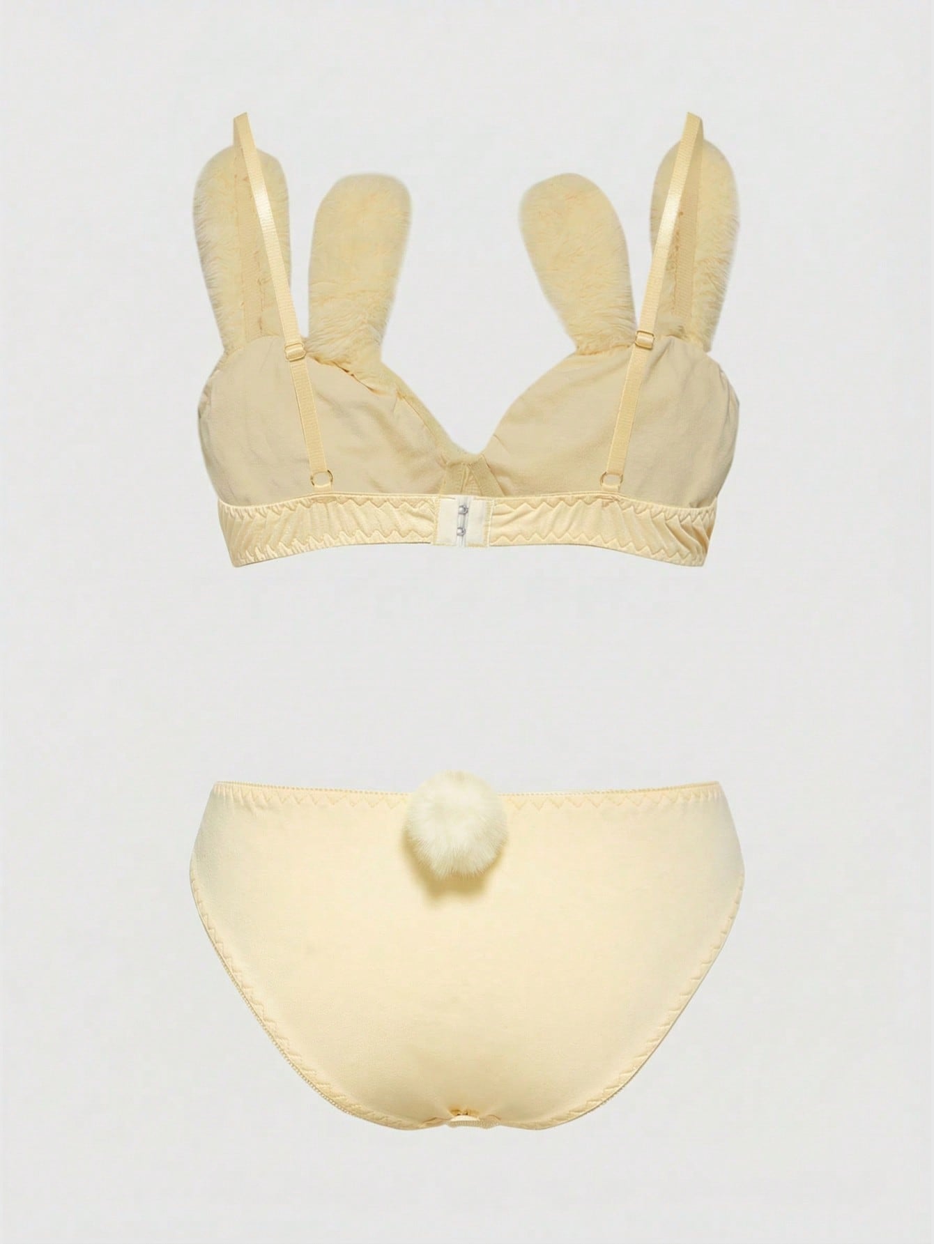 Kawaii Cute Bunny Embroidery Plush Wireless Bra And Panty Set