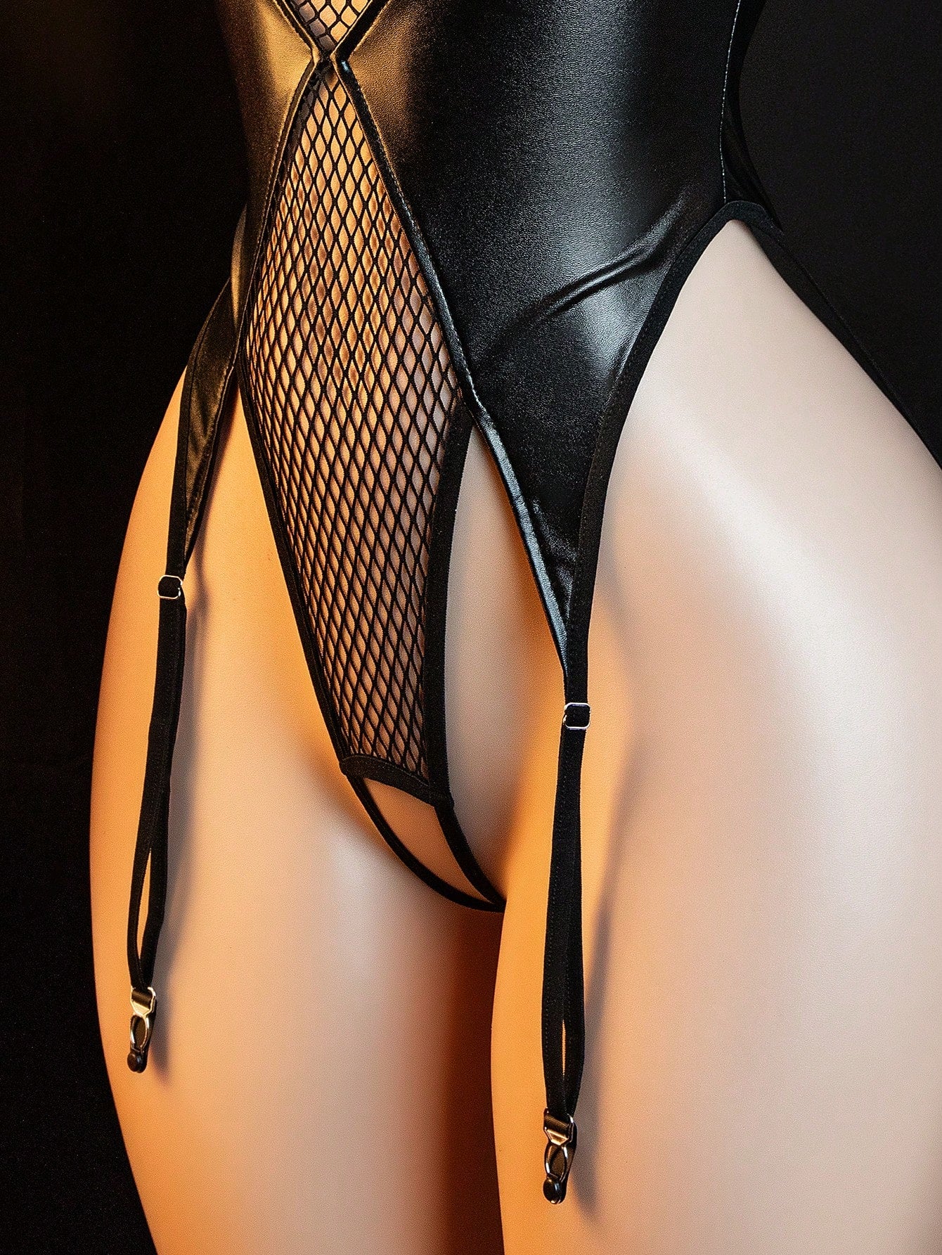 Sexy Lingerie, Women's Bodysuits, Hollow Lace-Up Bodysuits, Headband + Bodysuits, Backless Open-Crotch Bodysuits