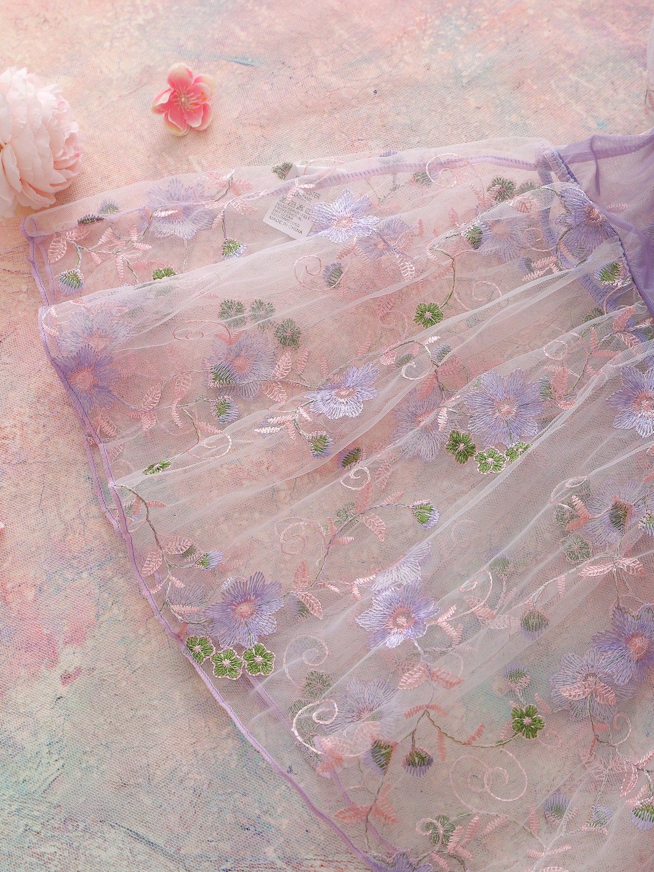Women's Floral Embroidery Mesh Slip Dress Babydoll Lingerie Butterfly Dress For Women