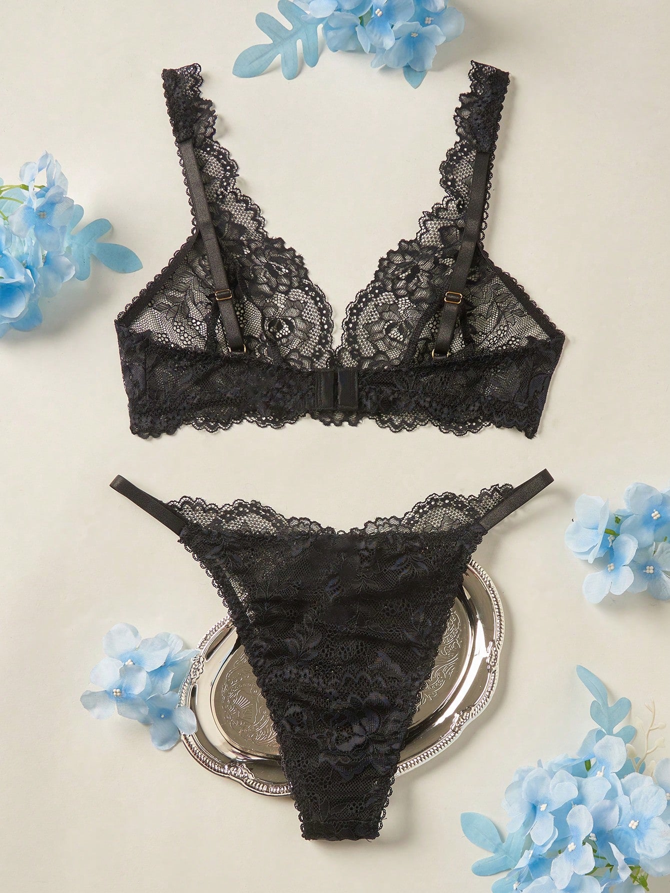 Floral Lace Bra & Panty Lingerie Set