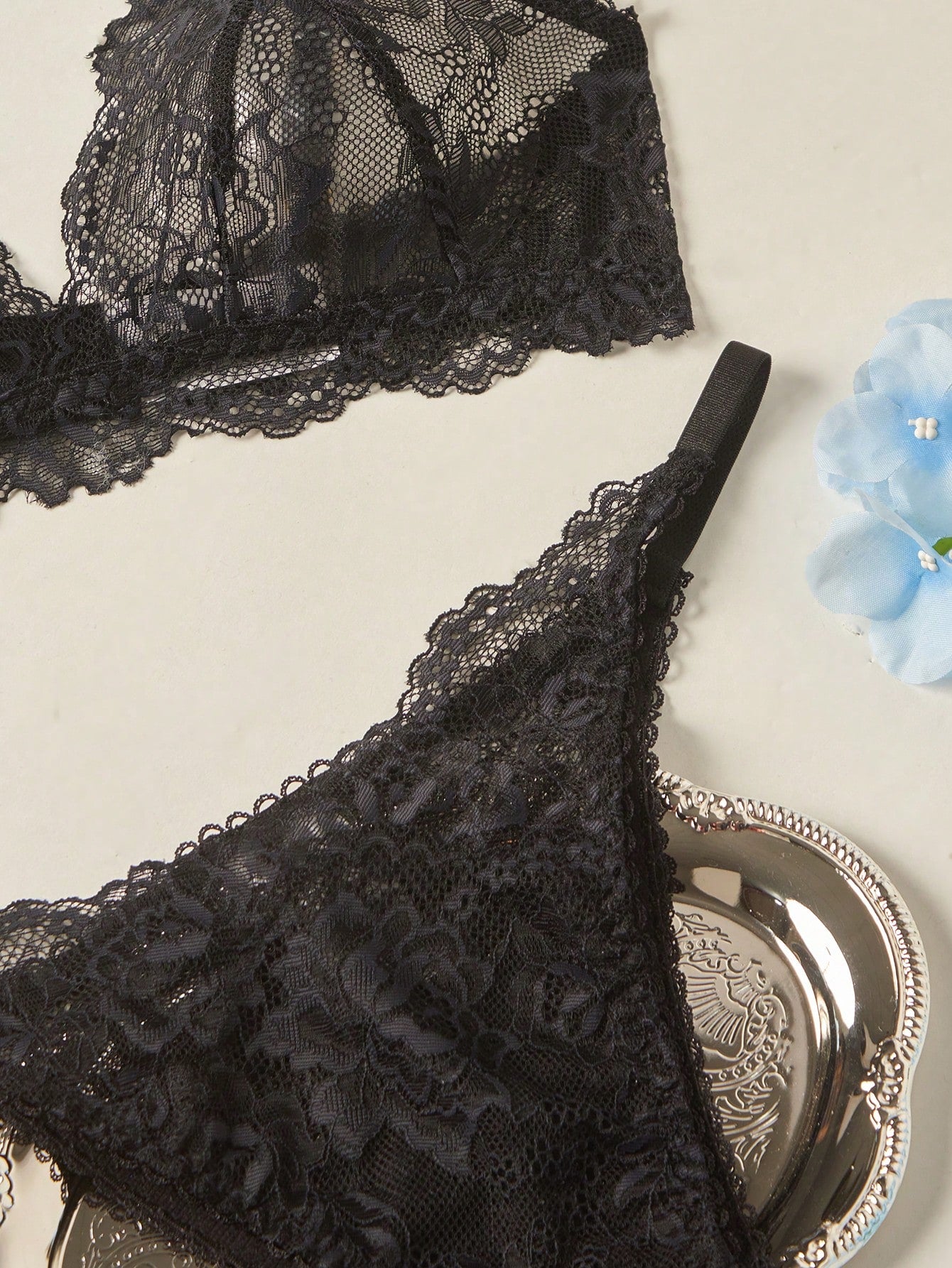 Floral Lace Bra & Panty Lingerie Set