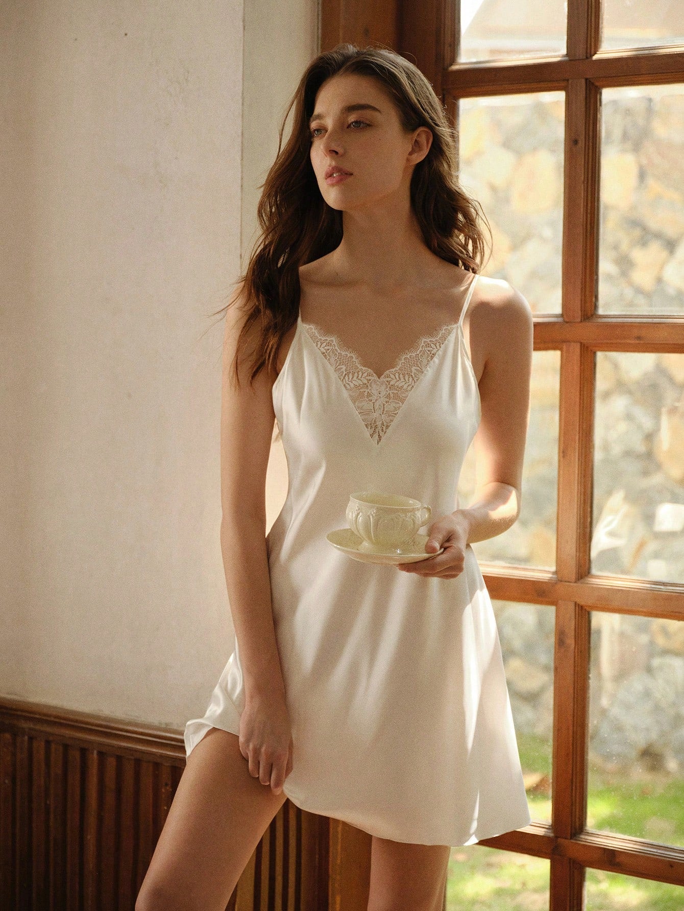 Summer Spliced Lace Cami Sleep Dress Pajama Dress Luxeloungewearfor Summer