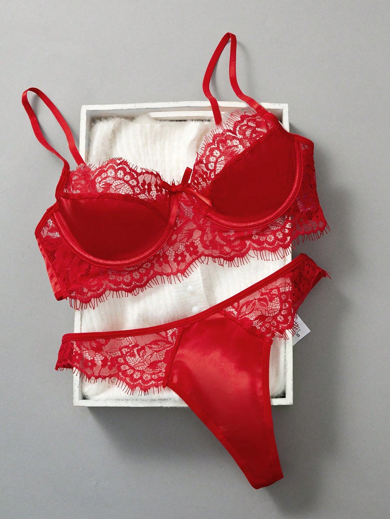 Eyelash Lace Panel Underwire Lingerie Set Bridallingerie