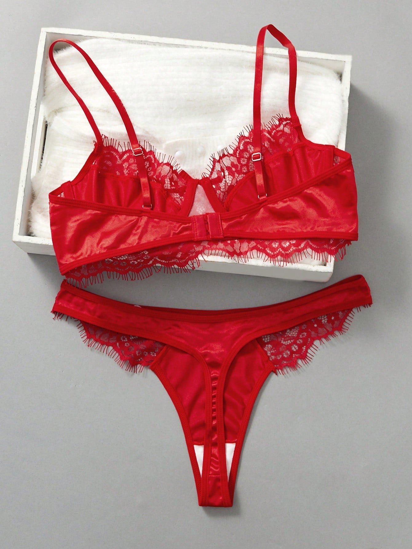Eyelash Lace Panel Underwire Lingerie Set Bridallingerie