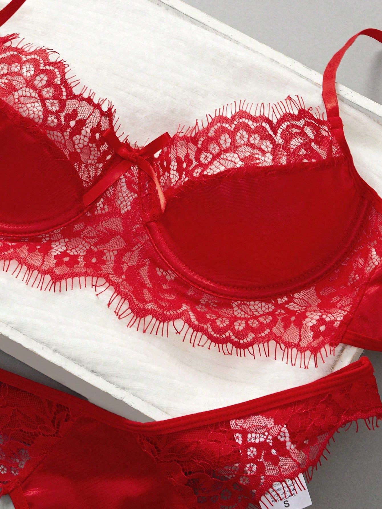 Eyelash Lace Panel Underwire Lingerie Set Bridallingerie