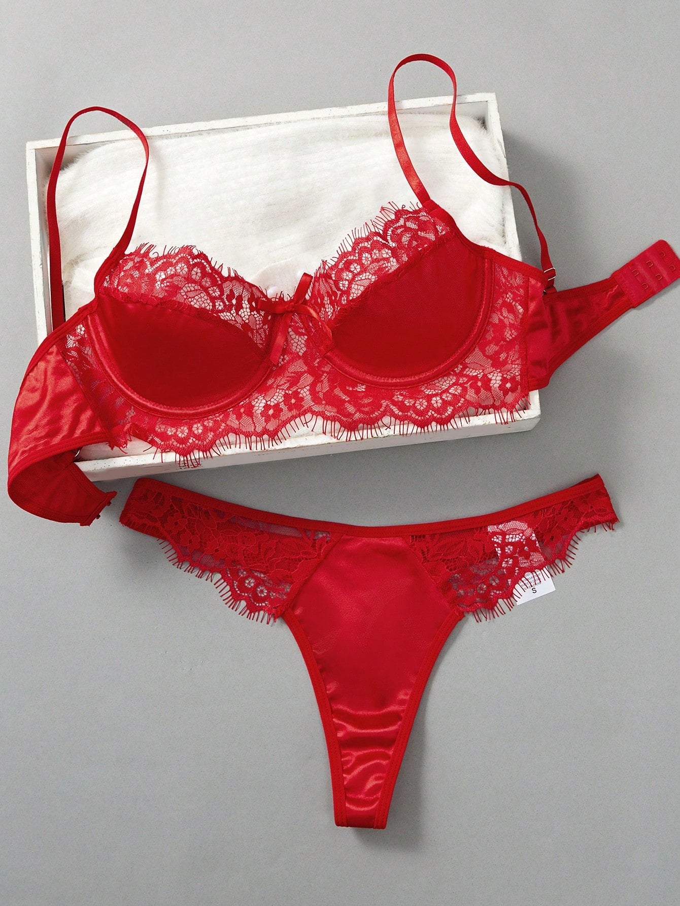 Eyelash Lace Panel Underwire Lingerie Set Bridallingerie