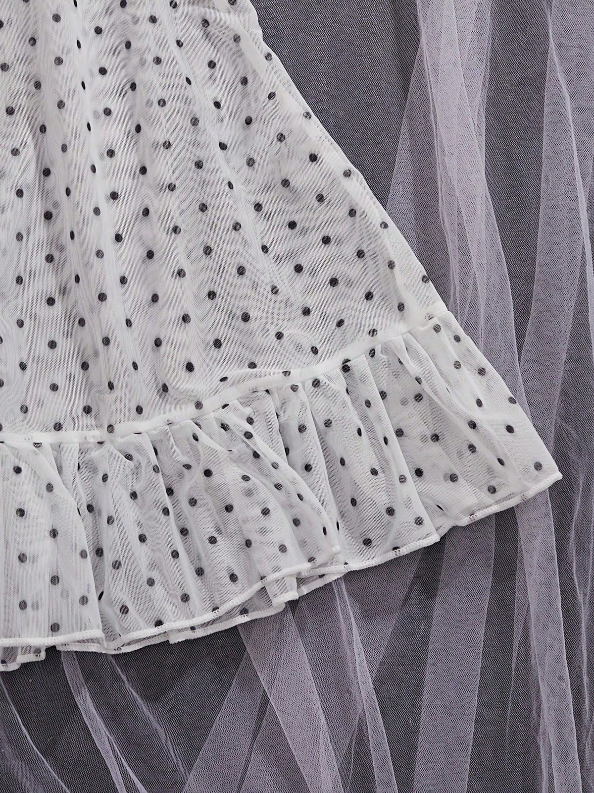 2pcs Polka Dot Sexy Mesh Nightgown Set For Women, Camisole Dress Set (Includes Panties)