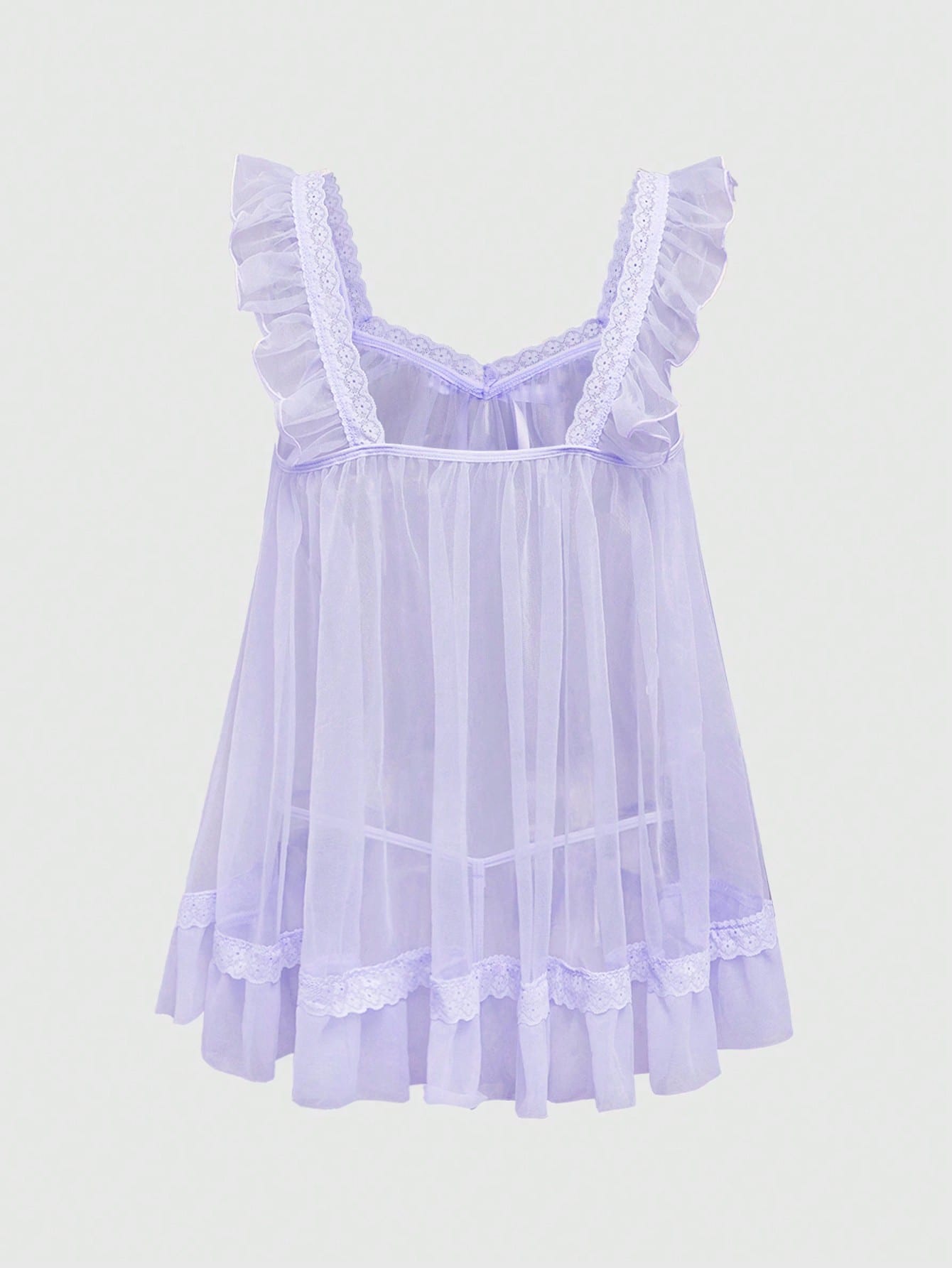 Babydoll Kawaii Cute Loose Sheer Dress, Mesh Lace Patchwork Bow Mini Dress, Sexy Tulle Dress Set