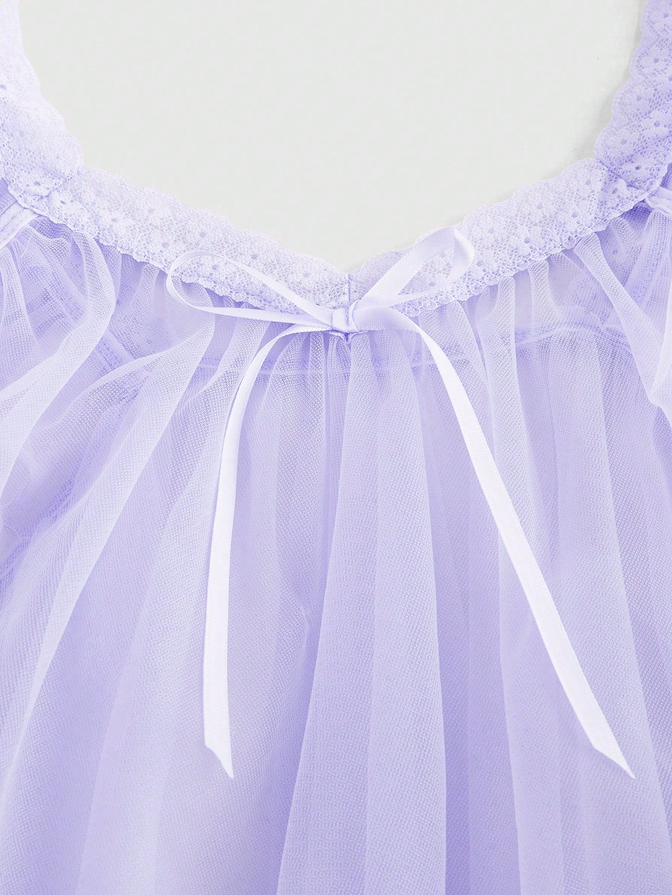 Babydoll Kawaii Cute Loose Sheer Dress, Mesh Lace Patchwork Bow Mini Dress, Sexy Tulle Dress Set